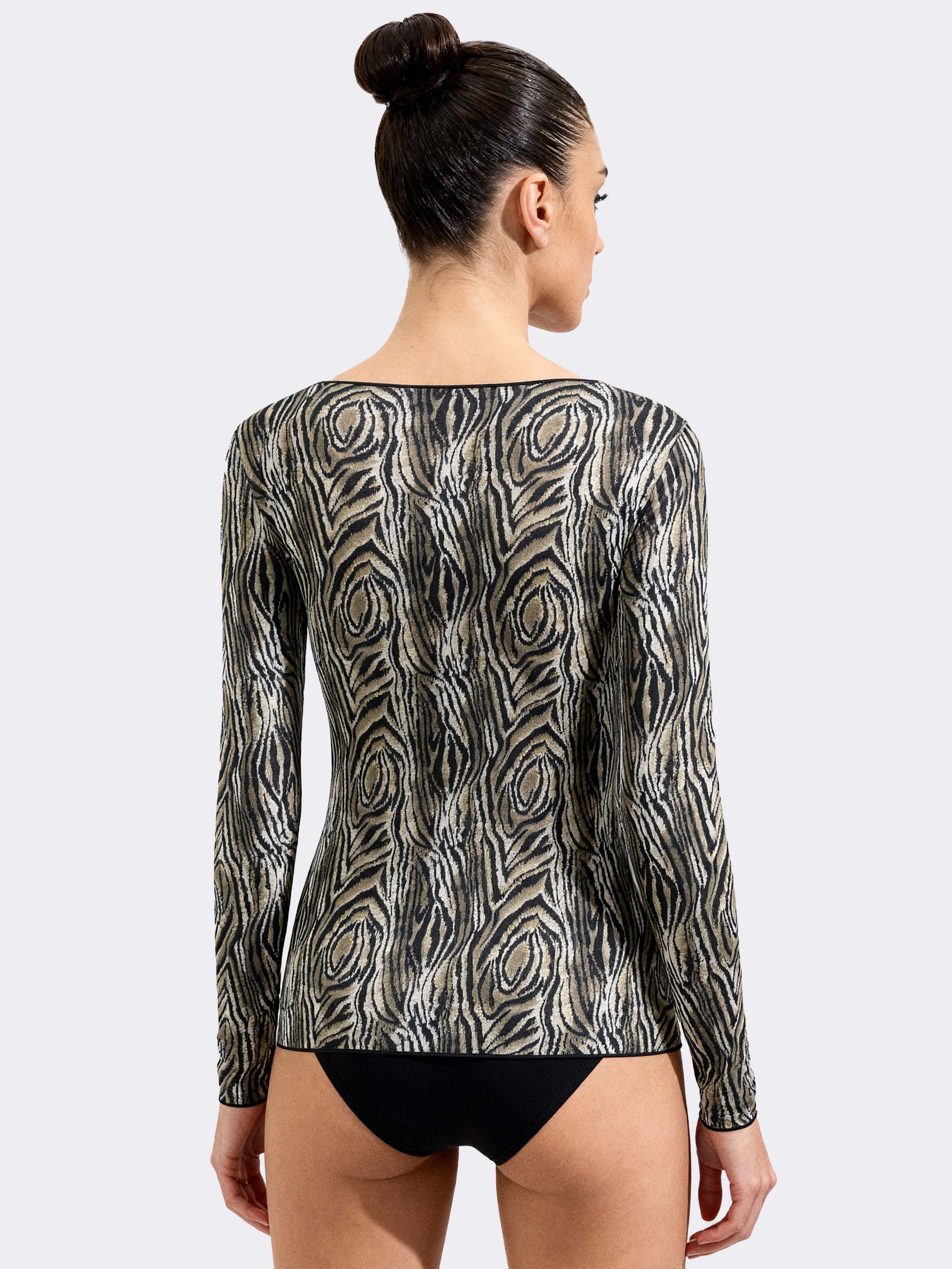 Damen Langarm-Unterhemd Kaschmir & Modal Bootausschnitt Tierprint - Warm - Image 2