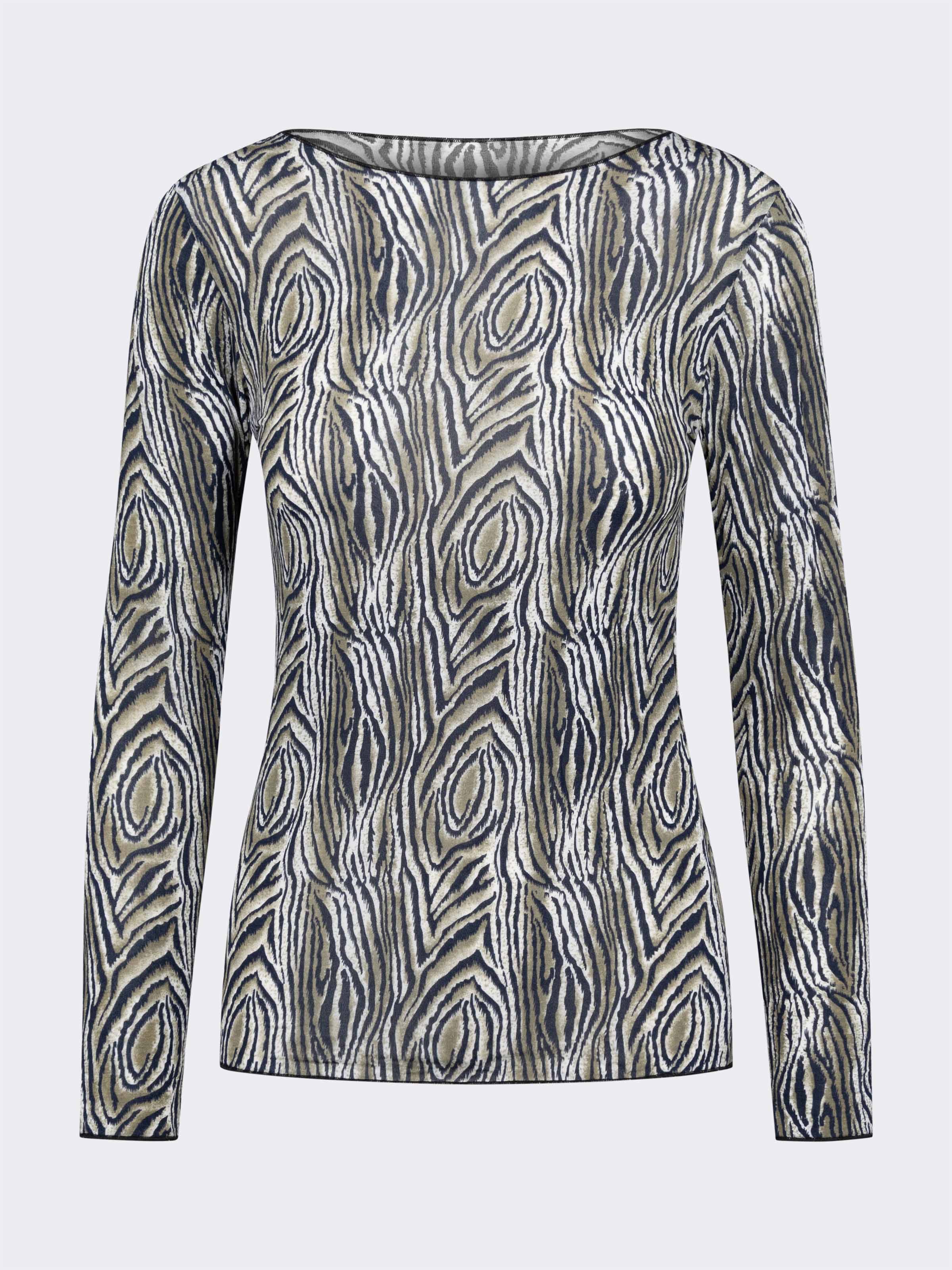 Damen Langarm-Unterhemd Kaschmir & Modal Bootausschnitt Tierprint - Warm - Image 4