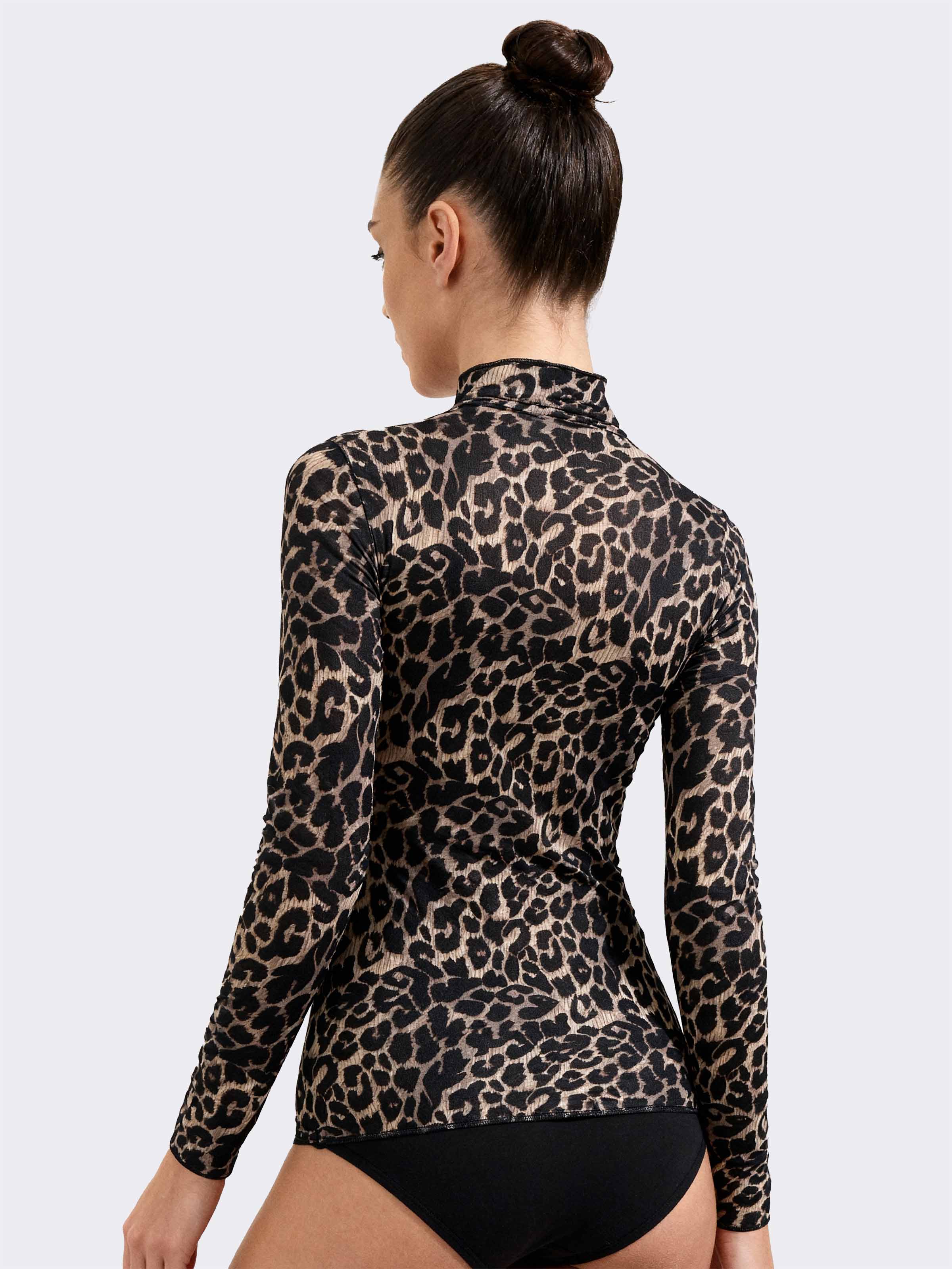 Damen Rollkragen Unterhemd Langarm aus Kaschmir & Modal Animalprint - Warm - Image 2