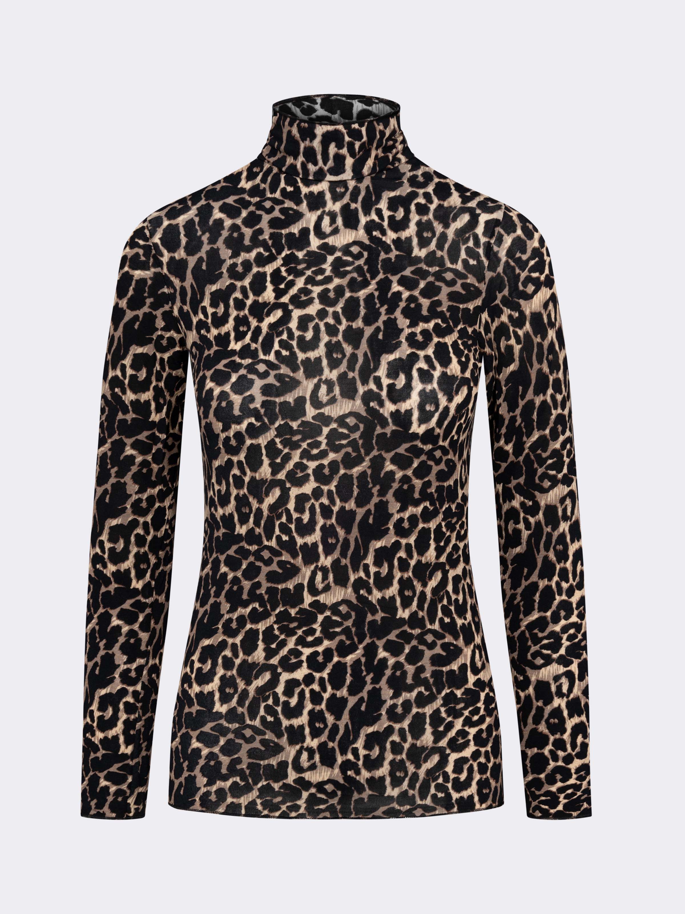 Damen Rollkragen Unterhemd Langarm aus Kaschmir & Modal Animalprint - Warm - Image 4