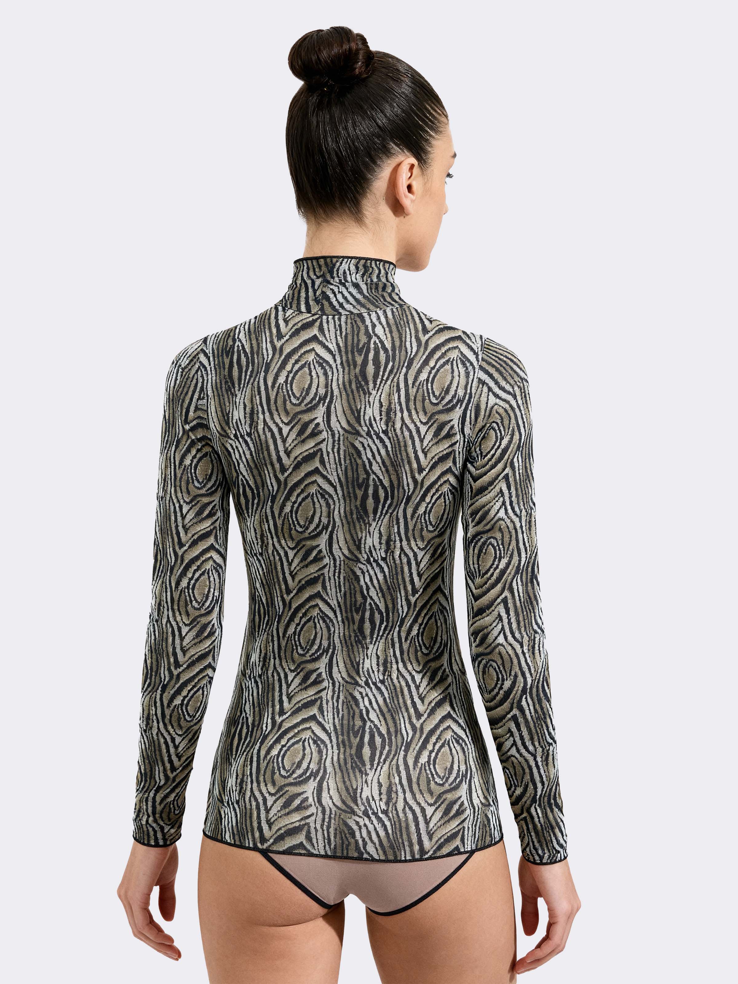 Damen Rollkragen Unterhemd Langarm aus Kaschmir & Modal Animalprint - Warm - Image 2