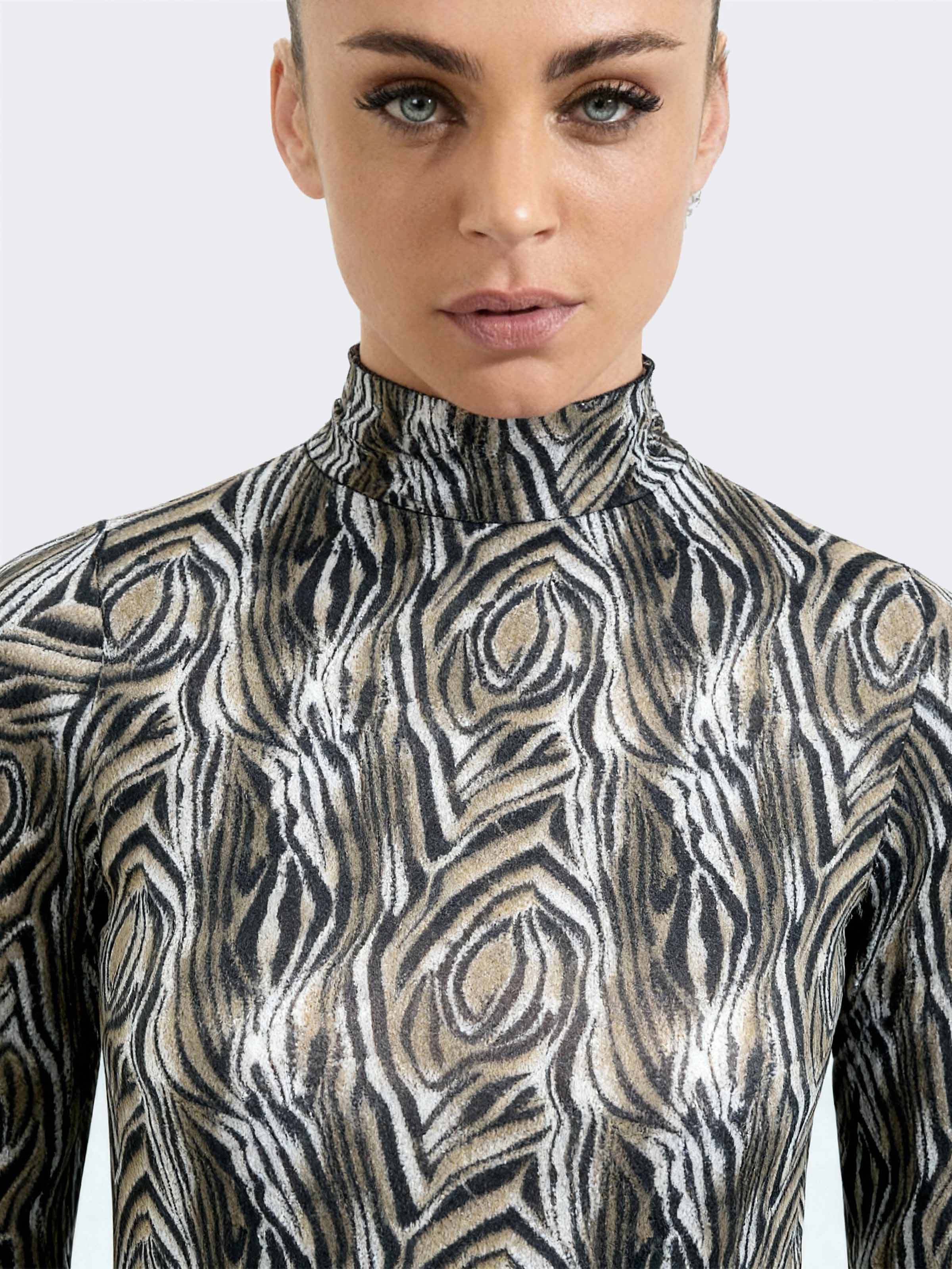 Damen Rollkragen Unterhemd Langarm aus Kaschmir & Modal Animalprint - Warm - Image 3