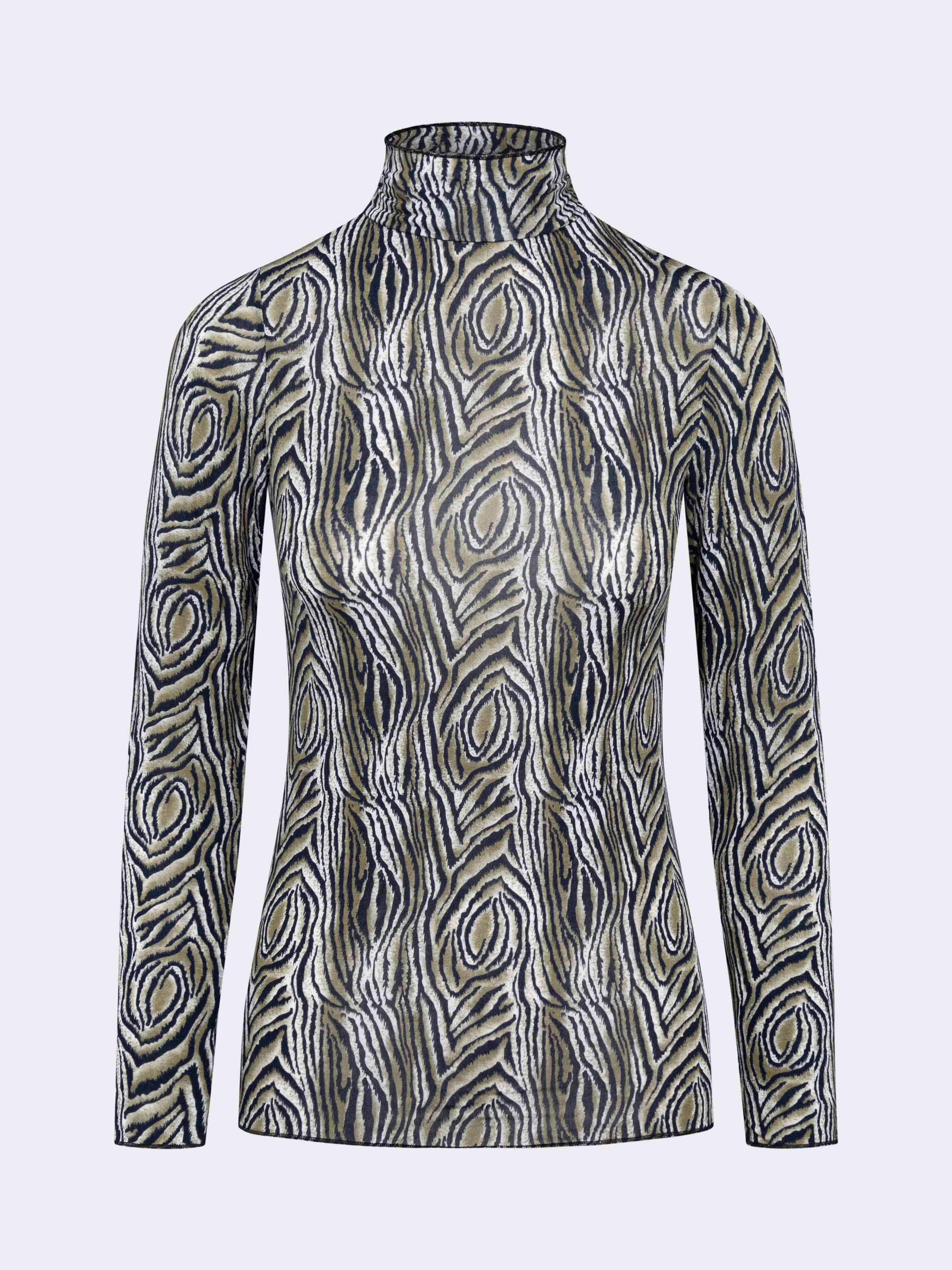 Damen Rollkragen Unterhemd Langarm aus Kaschmir & Modal Animalprint - Warm - Image 4