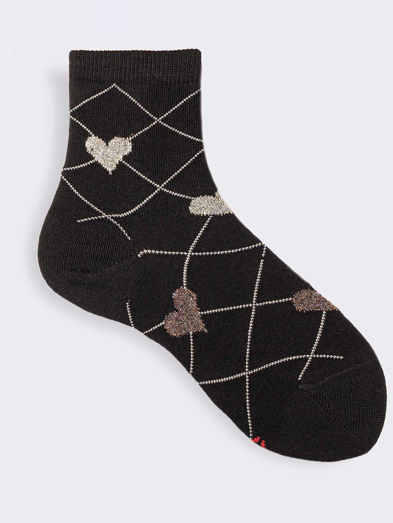 Mädchen Bio-Baumwoll Kurzsocken mit geometrischem Muster und Herzen - Image 1