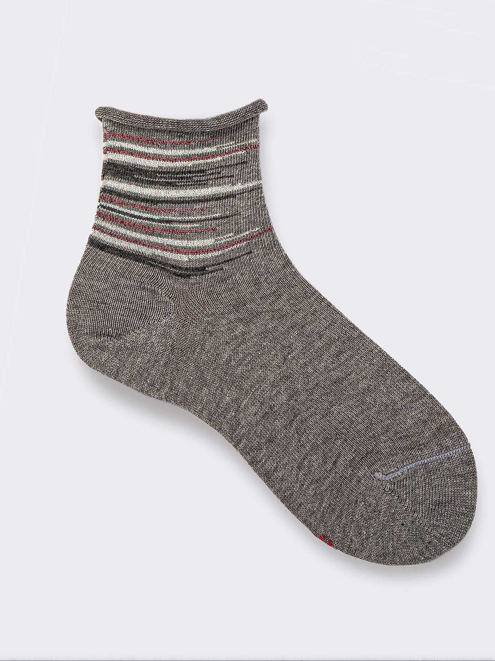 Mädchen Kurze Bio-Warmbauwoll Socken - Streifenmuster - Image 1