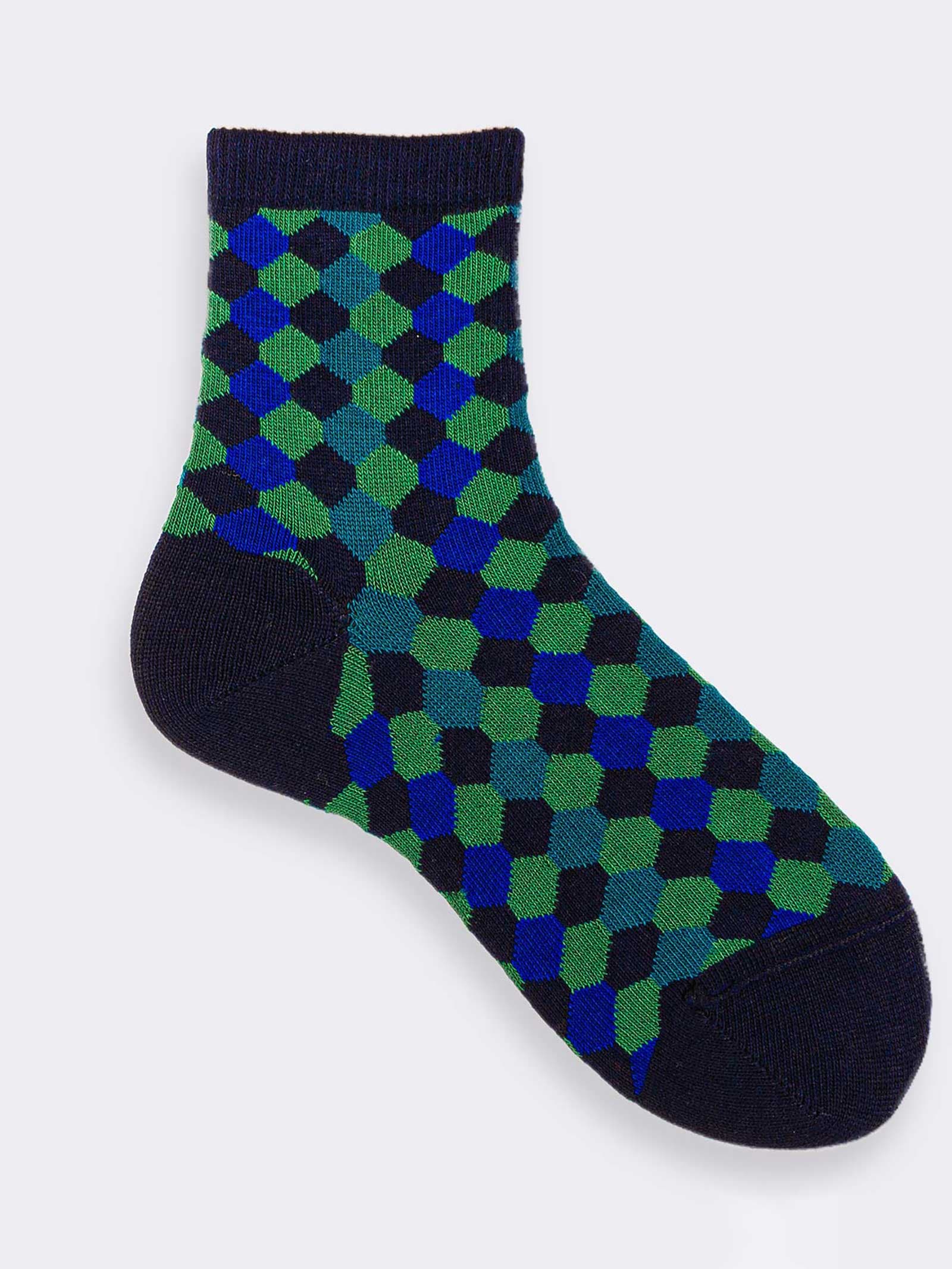 Kinder Socken mit Geometrischem Muster aus Warmem Bio-Baumwolle - Image 1