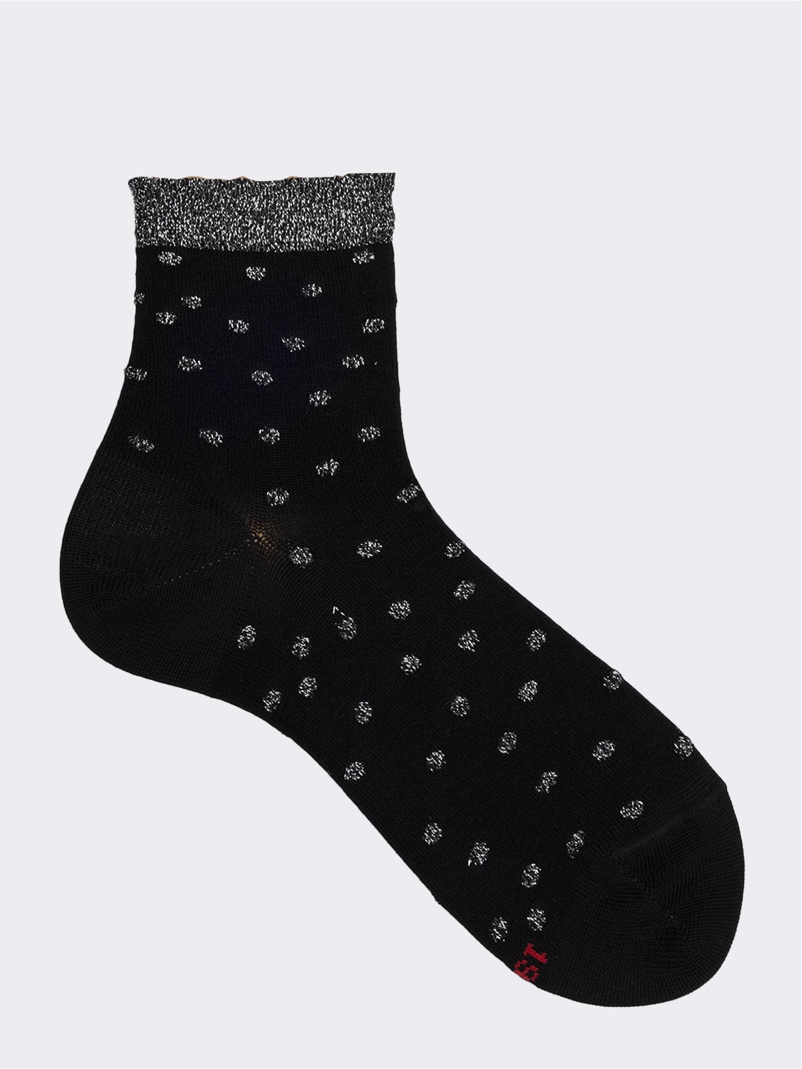 Women's Polka dot Cotton Ankle Socks - Elegant Design - Image 1