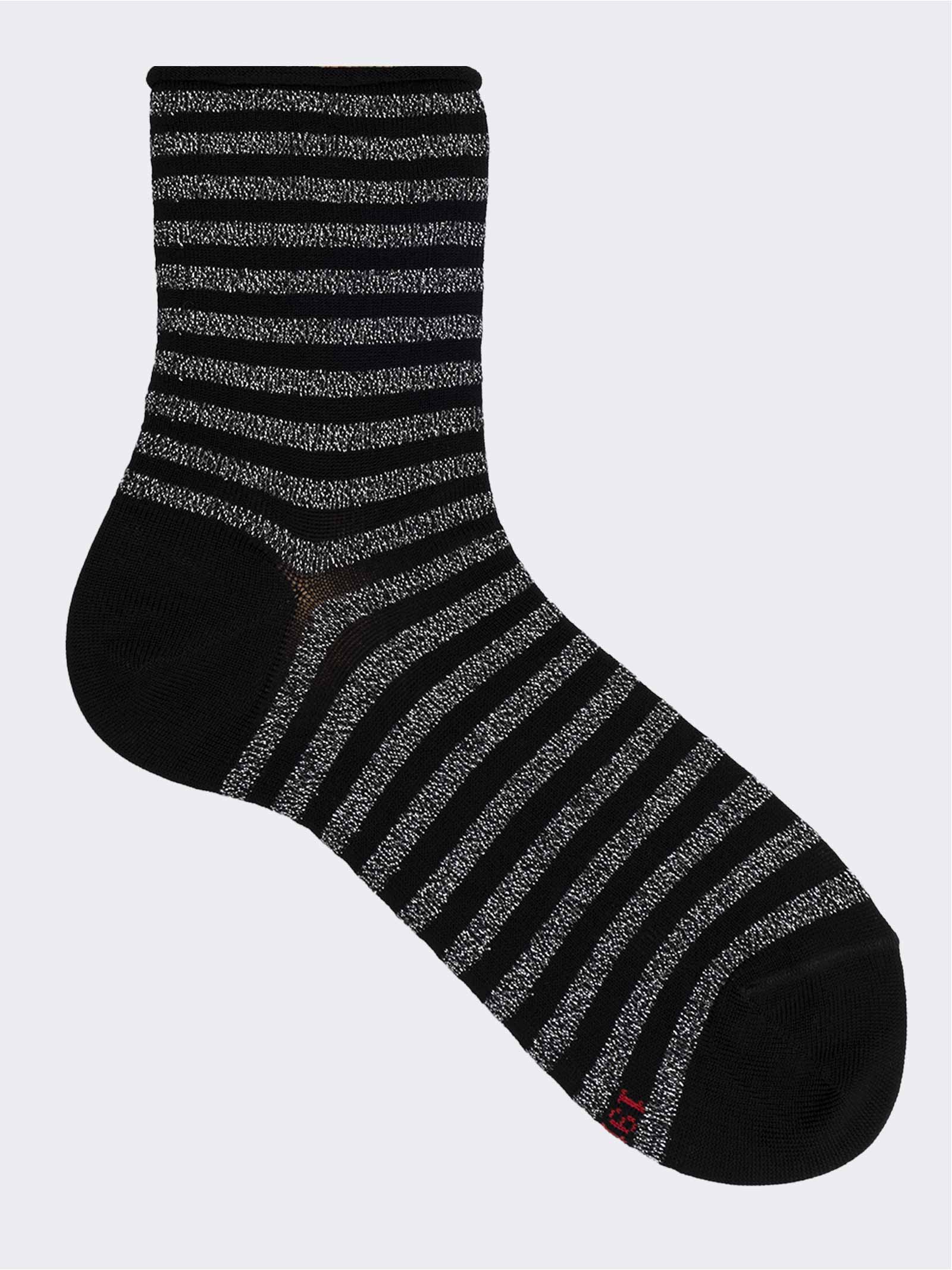 Women's Summer Striped Ankle Socks - Elegant Cotton Blend - Image 2
