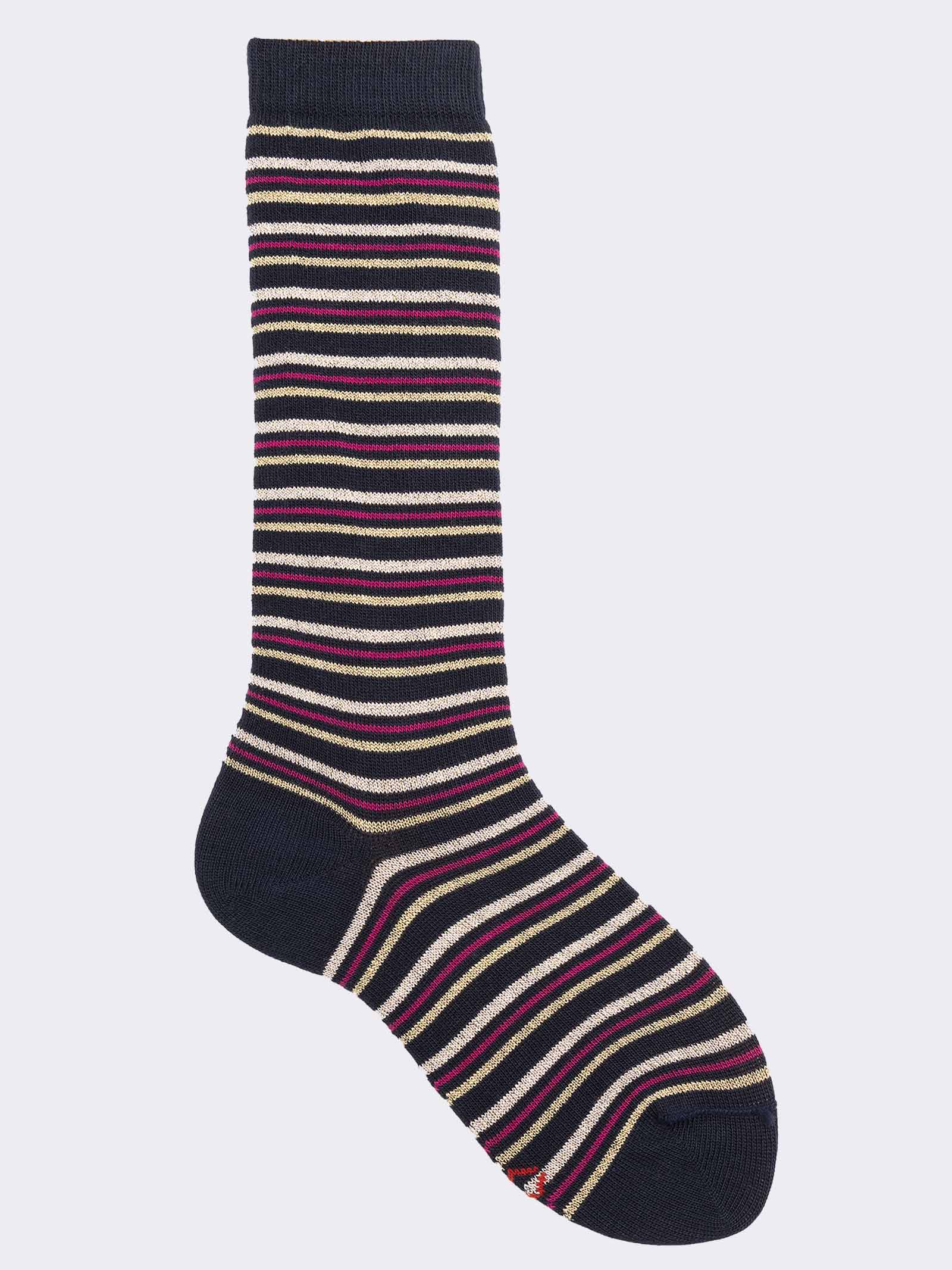 Gestreifte Lange Mädchensocken aus Weicher Baumwolle - Image 1