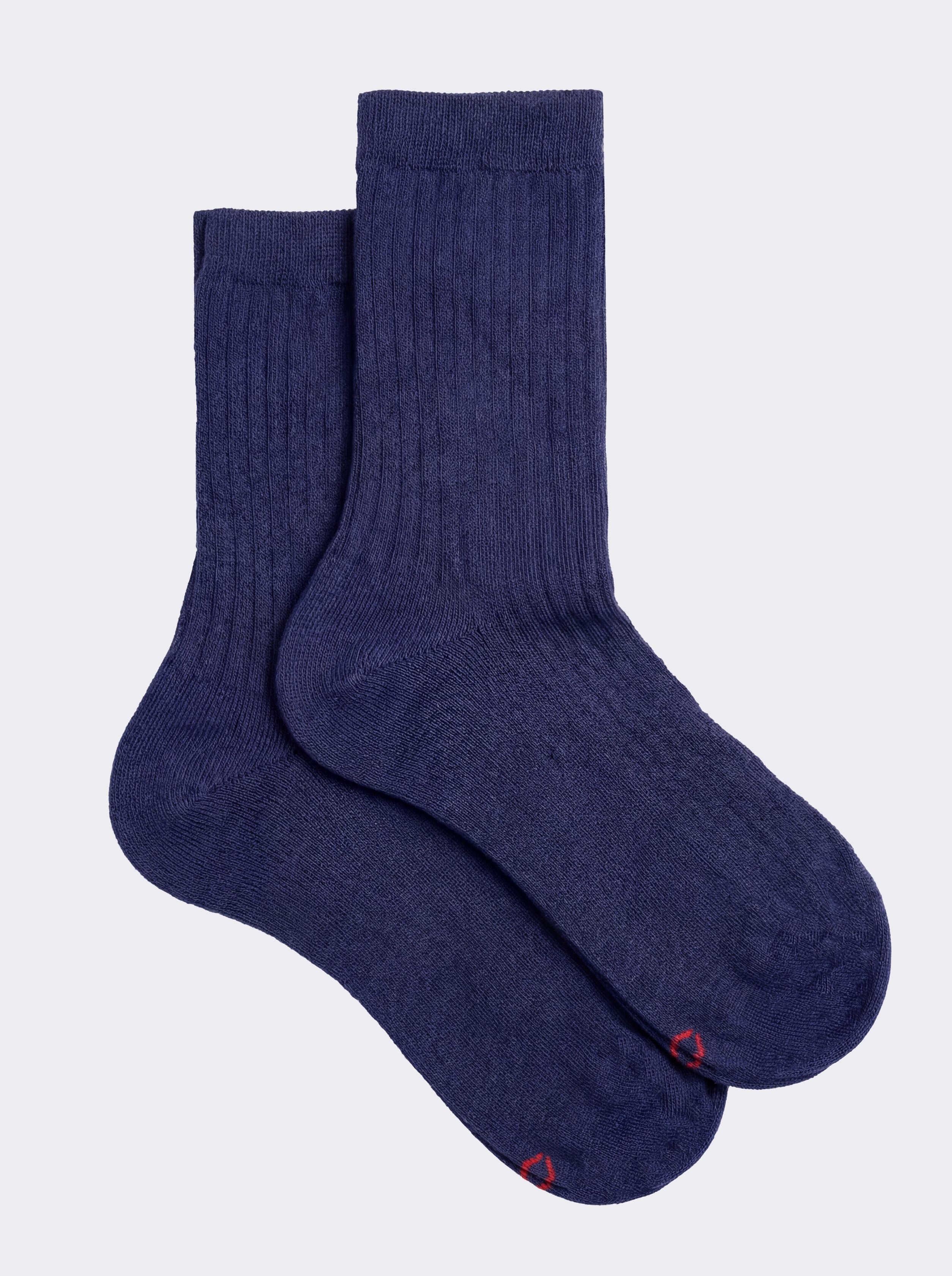 Kurze Damen-Rippensocken aus Kaschmir-Mischung