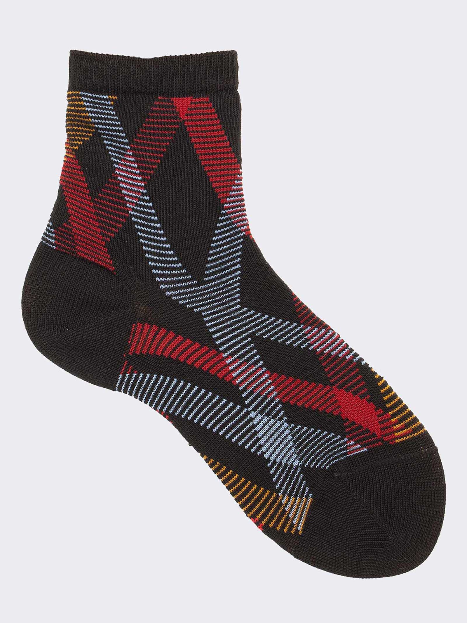 Kids' Short Fantasy Socks - Modern Geometric Design - Image 1