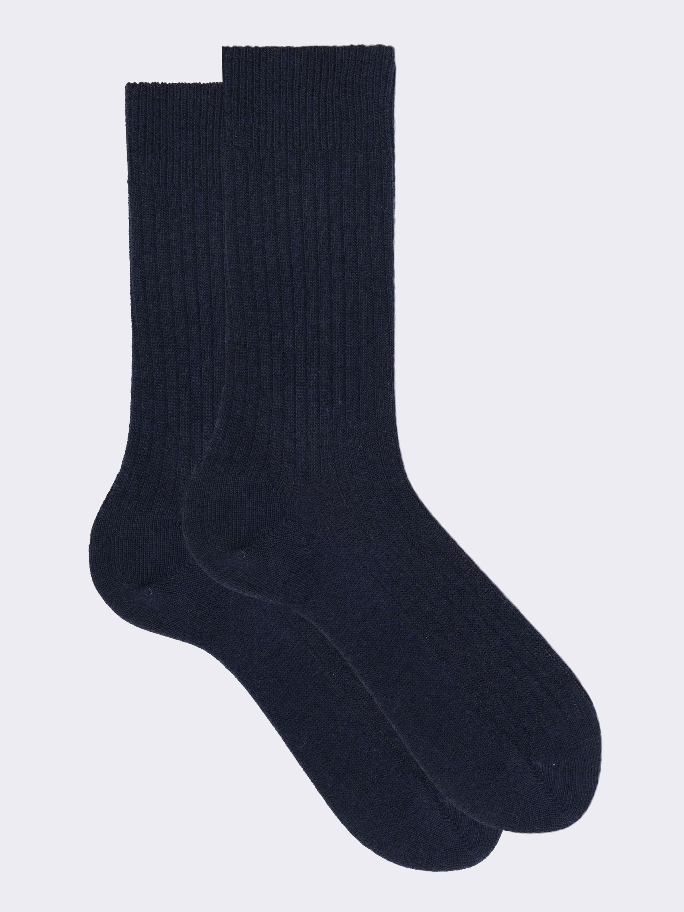 Calcetines Cortos Hombre Mezcla de Cachemira Acanalado Ancho - Elegantes y Super Cálidos - Hecho en Italia