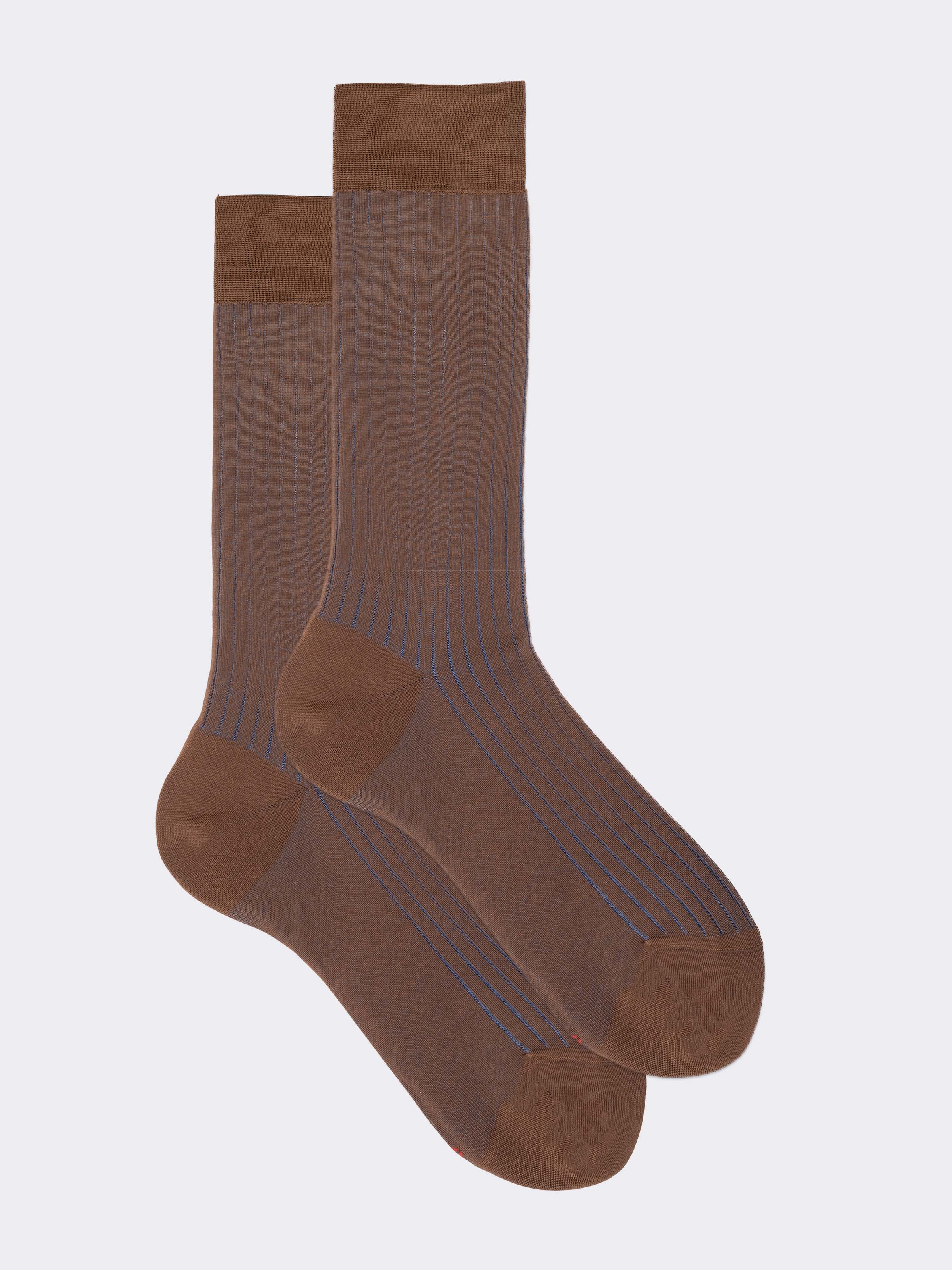 Kurze Herrensocken mit Vanisé-Rippe aus Baumwollfaden - Image 1