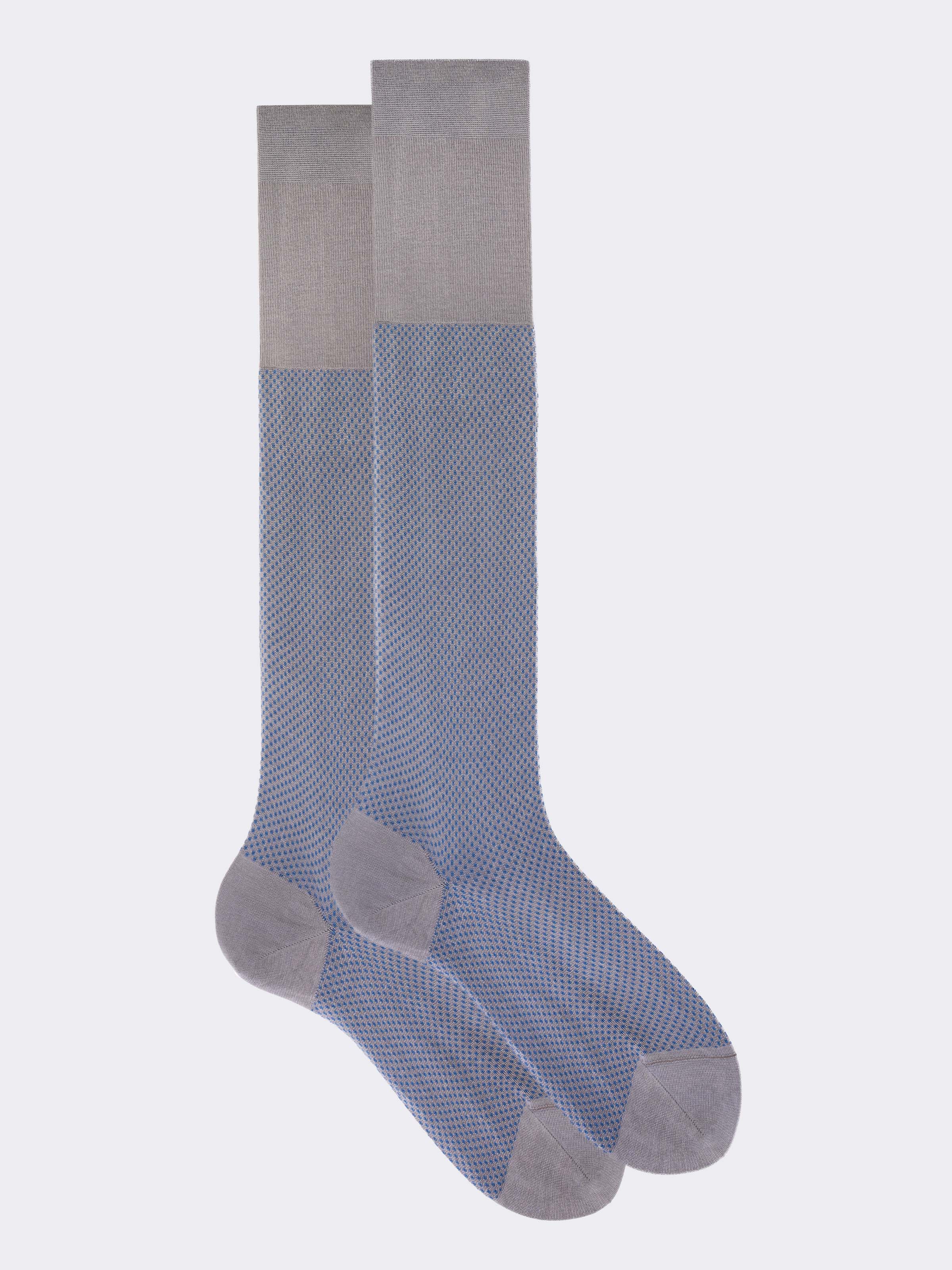 Men's long Oxford pattern socks in Egyptian cotton - Image 1