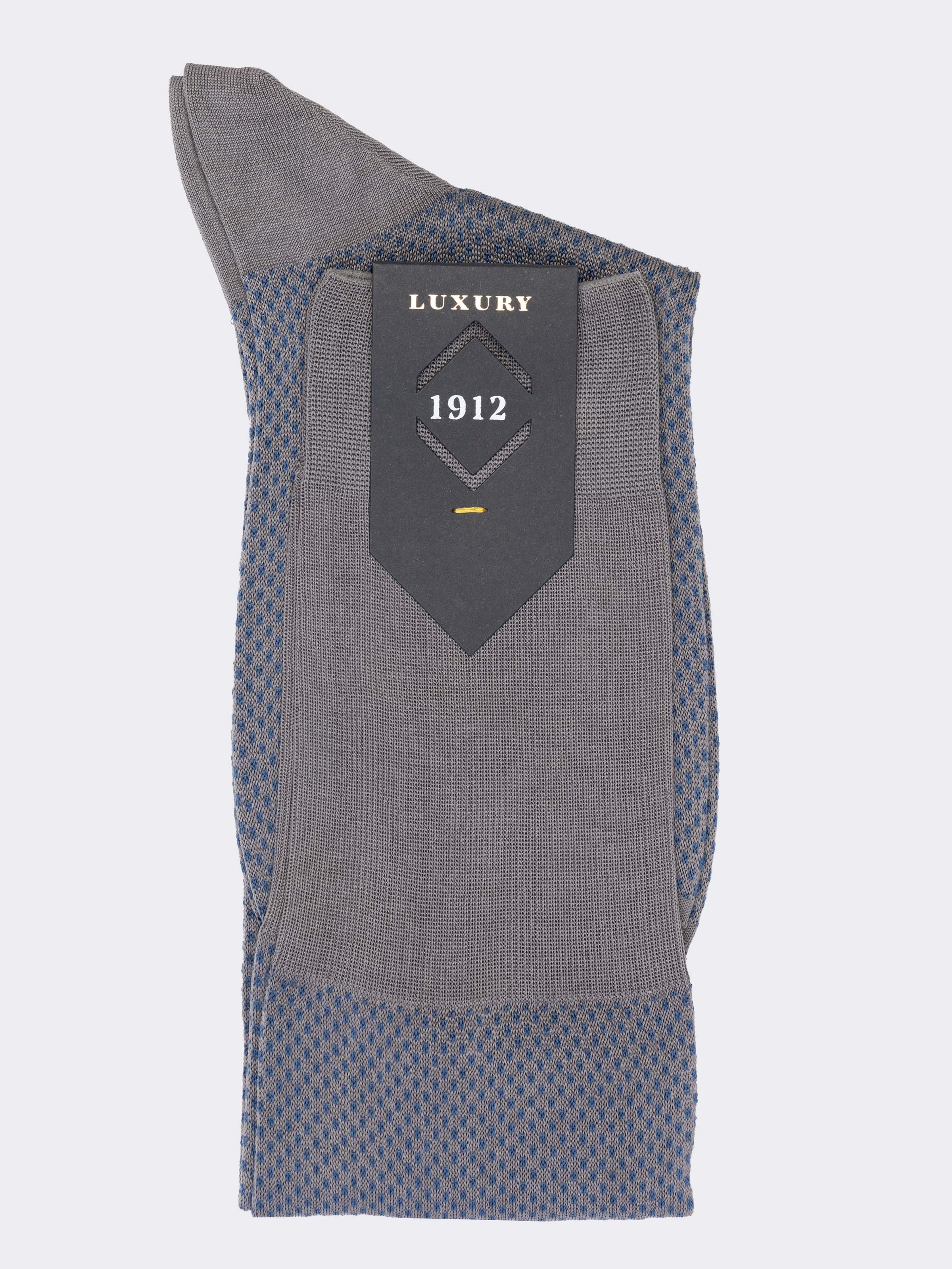 Men's long Oxford pattern socks in Egyptian cotton - Image 3