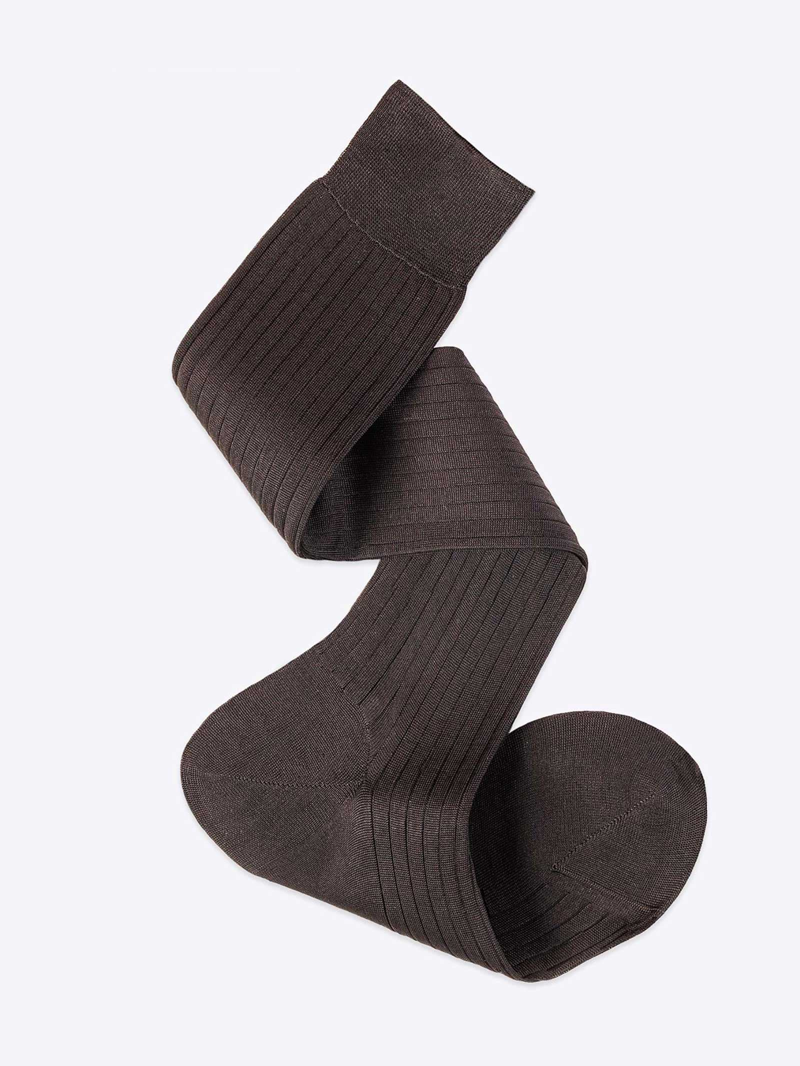 Men's Long Lisle Cotton Socks - Elegant Wide rib Luxury Dress Socks - Image 1