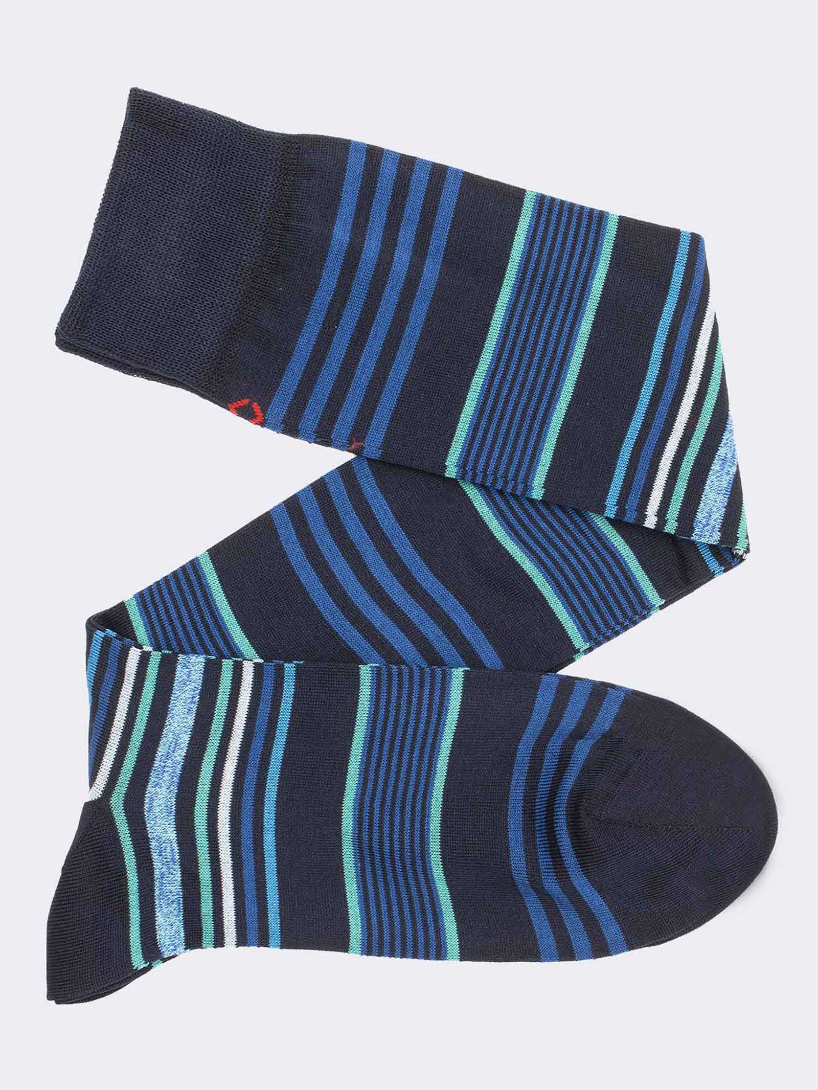 Men's Long Striped Cool Cotton Socks - Elegant Design - Image 1