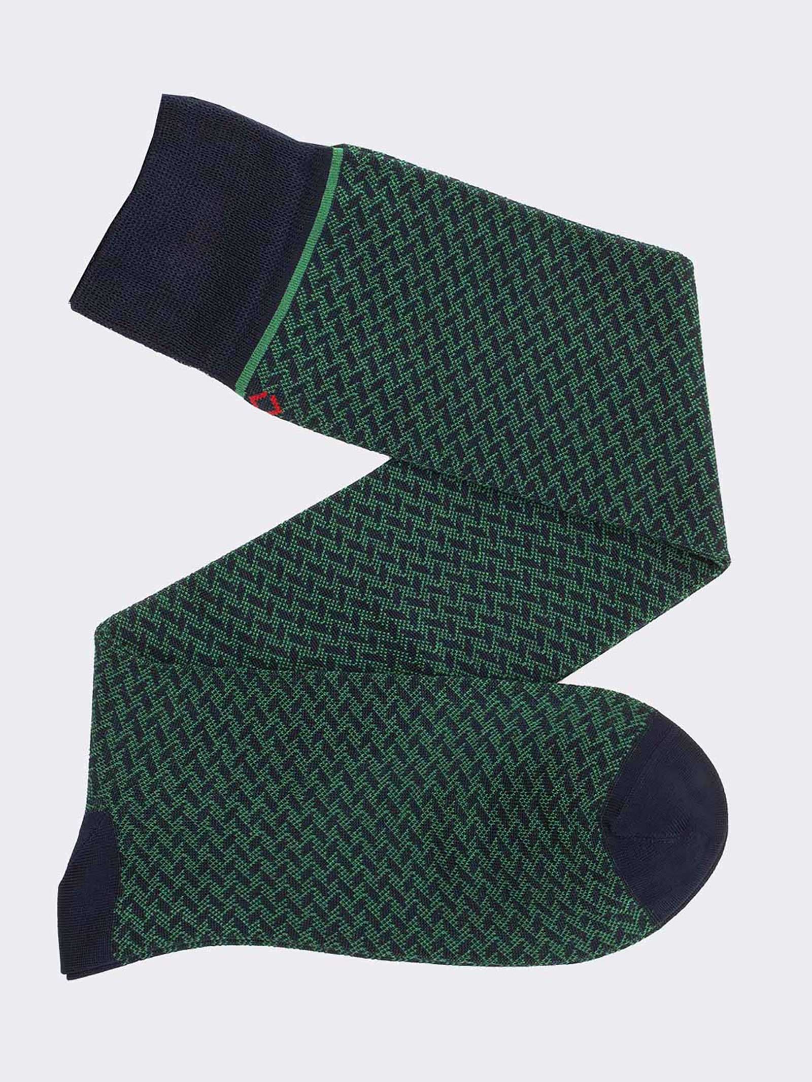 Lange Herren Baumwollsocken mit geometrischem Muster - Elegantes Design - Image 1