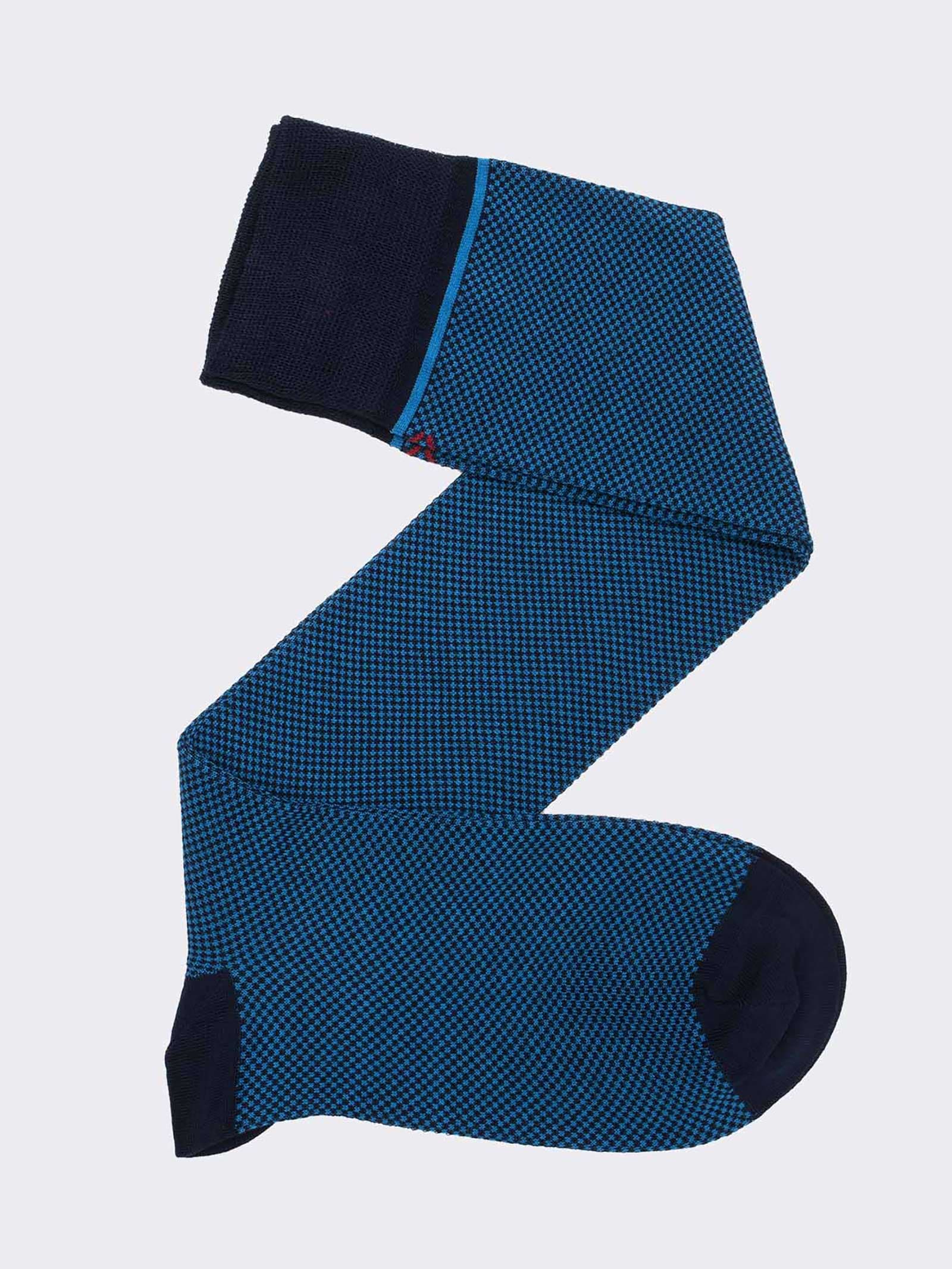 Men's Long Cotton Socks with Geometric Pattern - Image 1