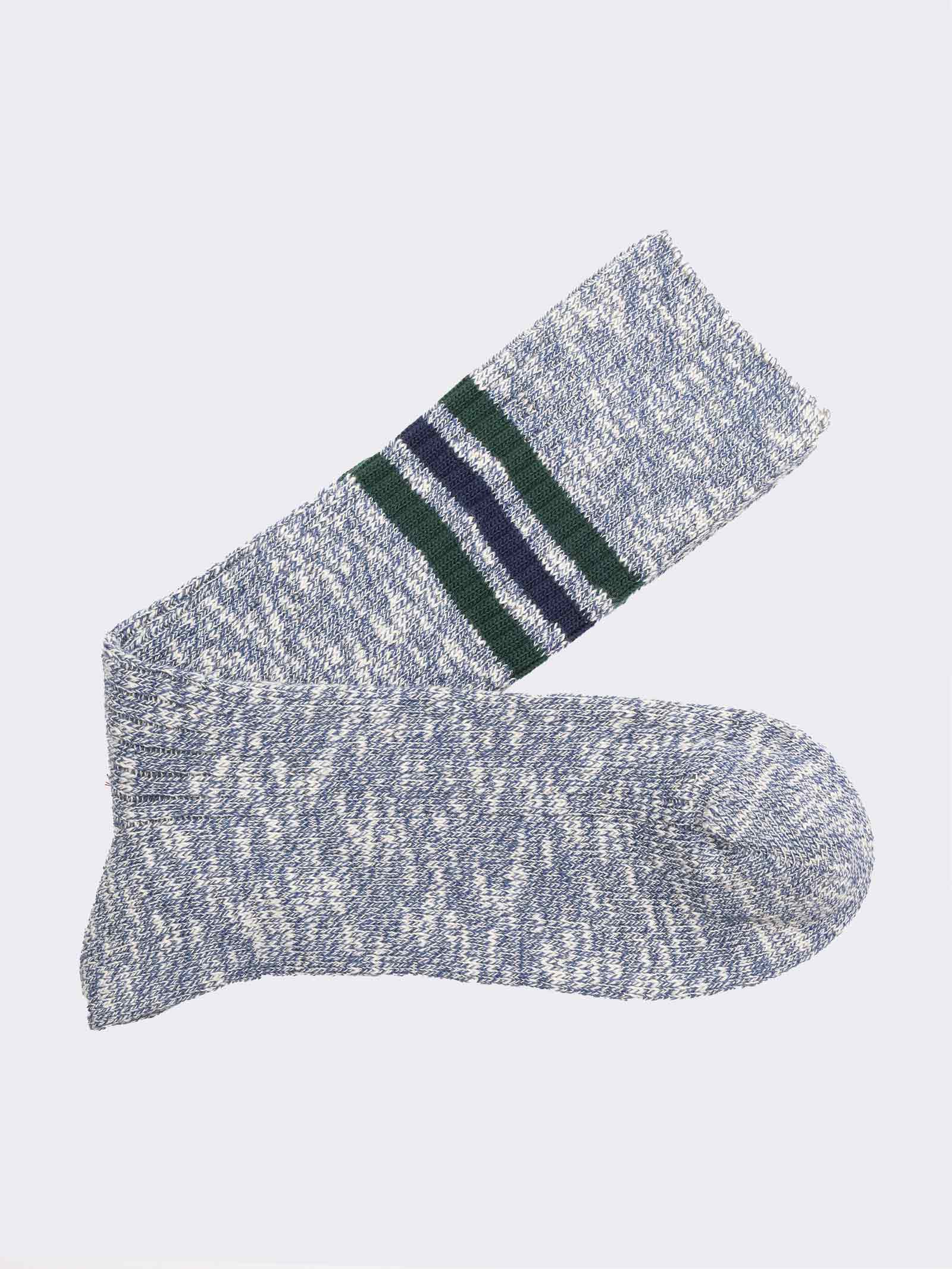 Men's Short Patterned Socks - Melange Stripe Design - Image 1