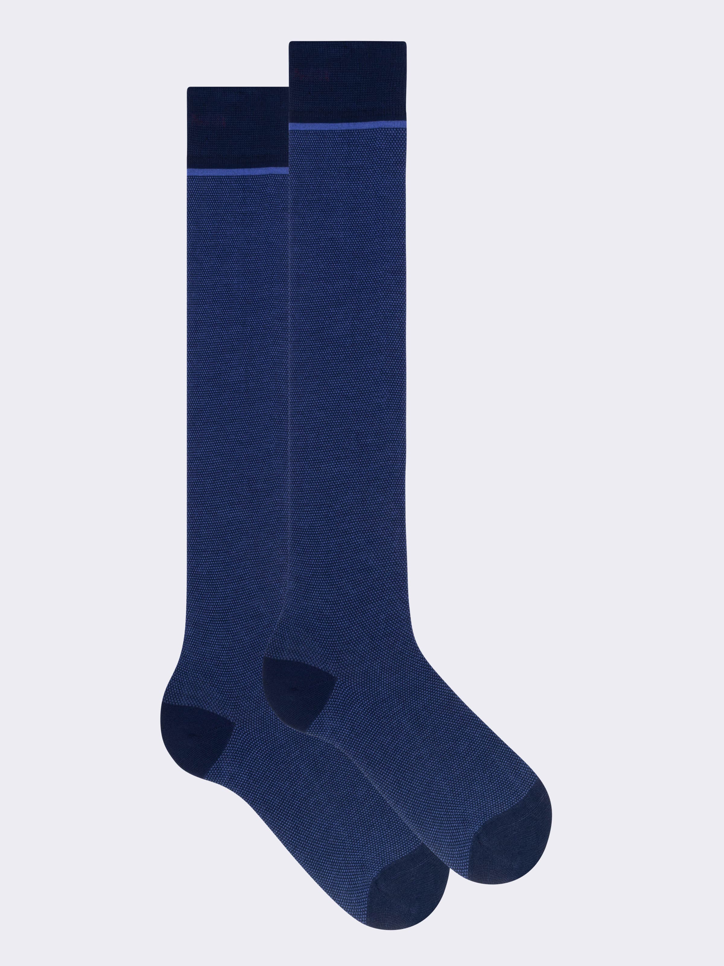 Elegant Men's Long Socks in Cool Cotton Oxford Pattern - Image 1