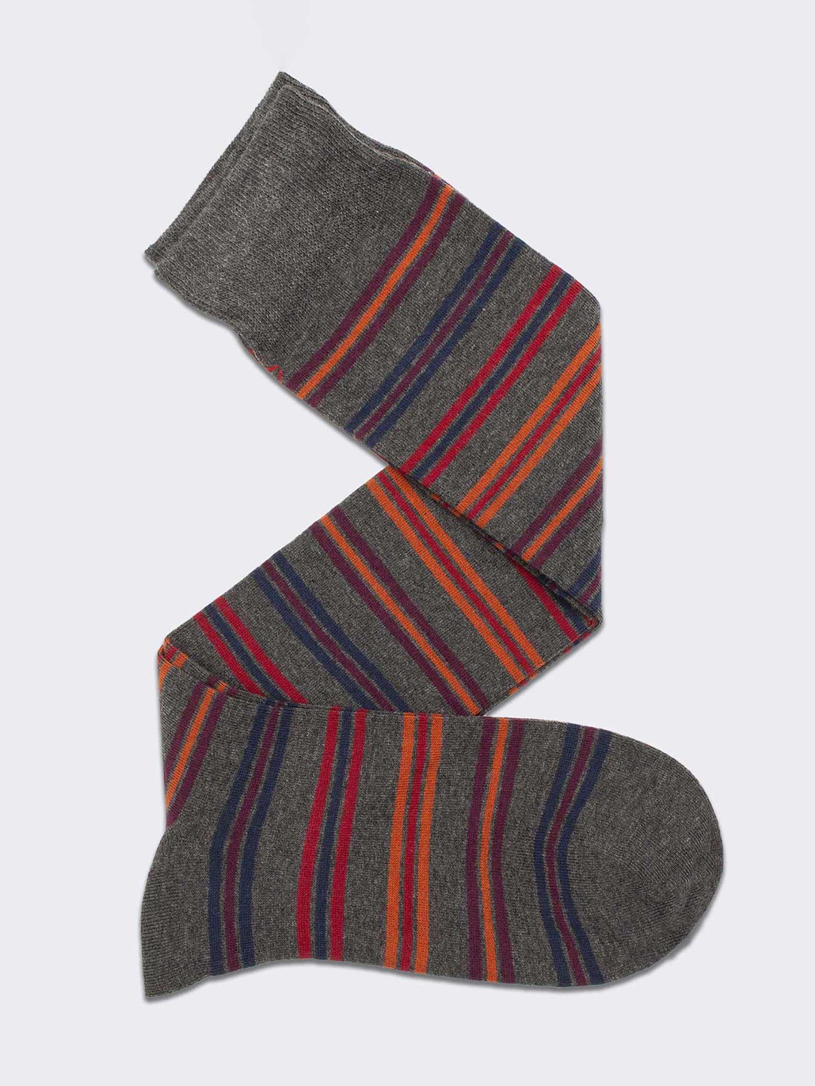Men's Striped Long Socks in Warm Cotton - Elegant and Comfortable - Image 1