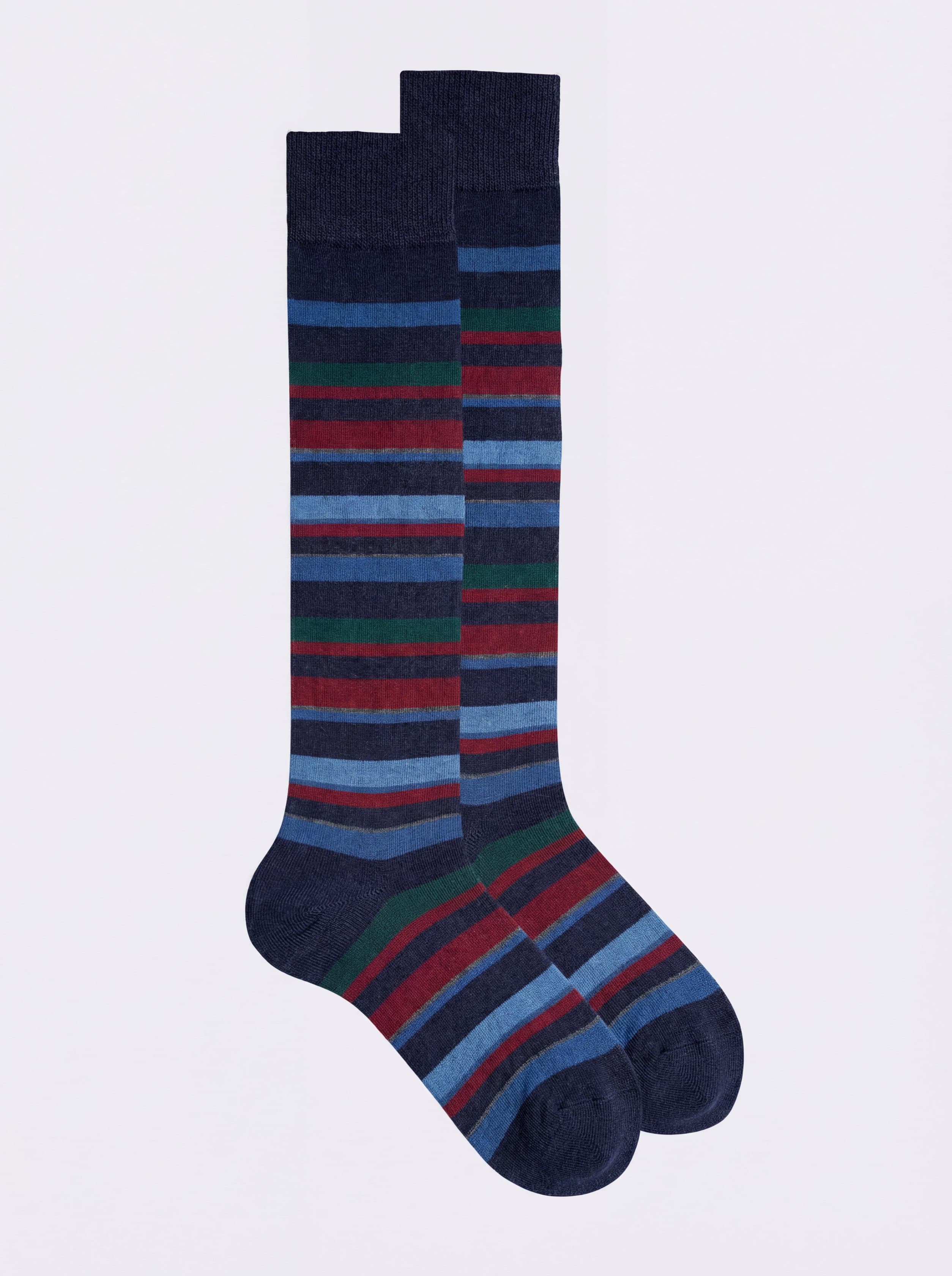 Men's Long Striped Wool Socks - Image 1