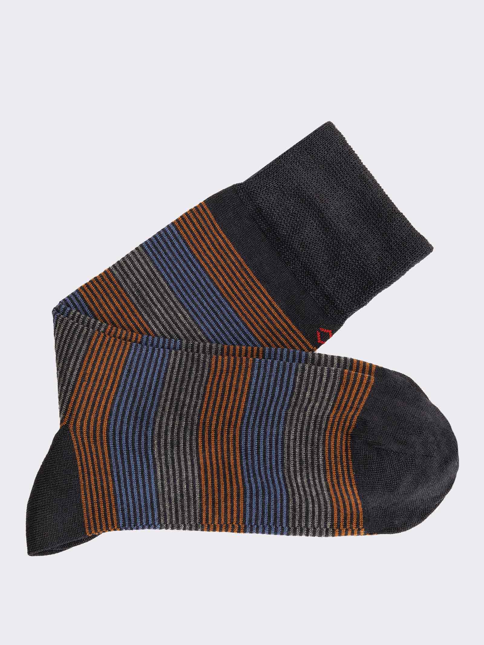Men's Short Striped Socks - Elegant Winter Wool Socks - Image 1