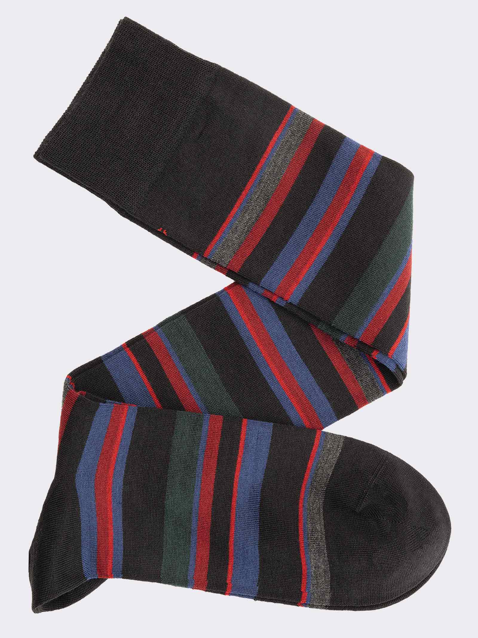 Men's Elegant Striped Wool Socks - Winter Fashion Pattern - Image 1