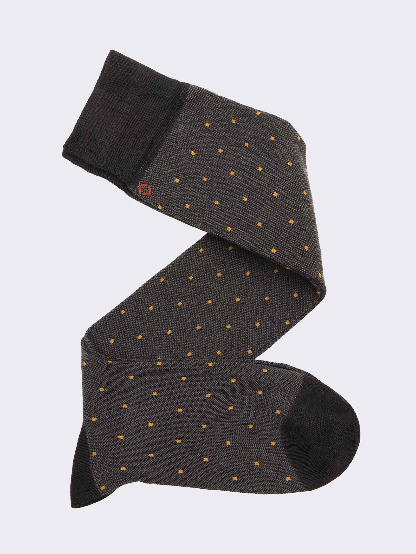 Men's Long Socks with Polka Dot Pattern in Warm Cotton - Made in Italy - Image 1