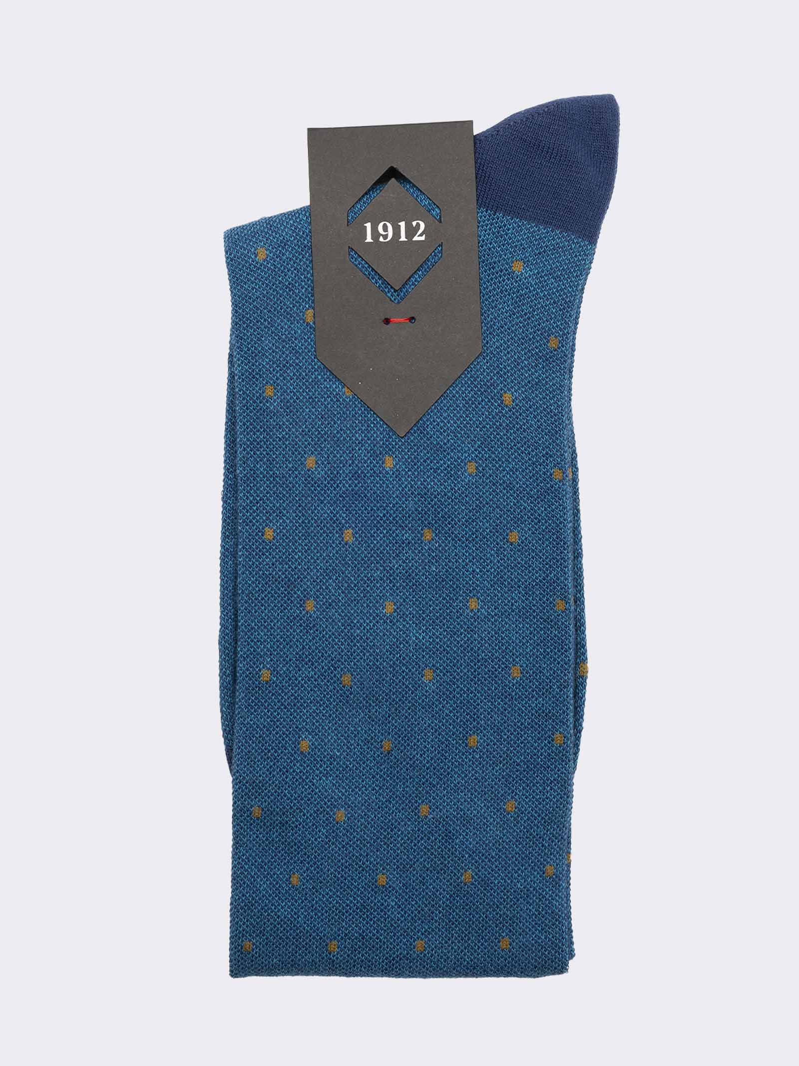 Men's Long Socks with Polka dot Pattern in Warm Cotton - Made in Italy - Image 2