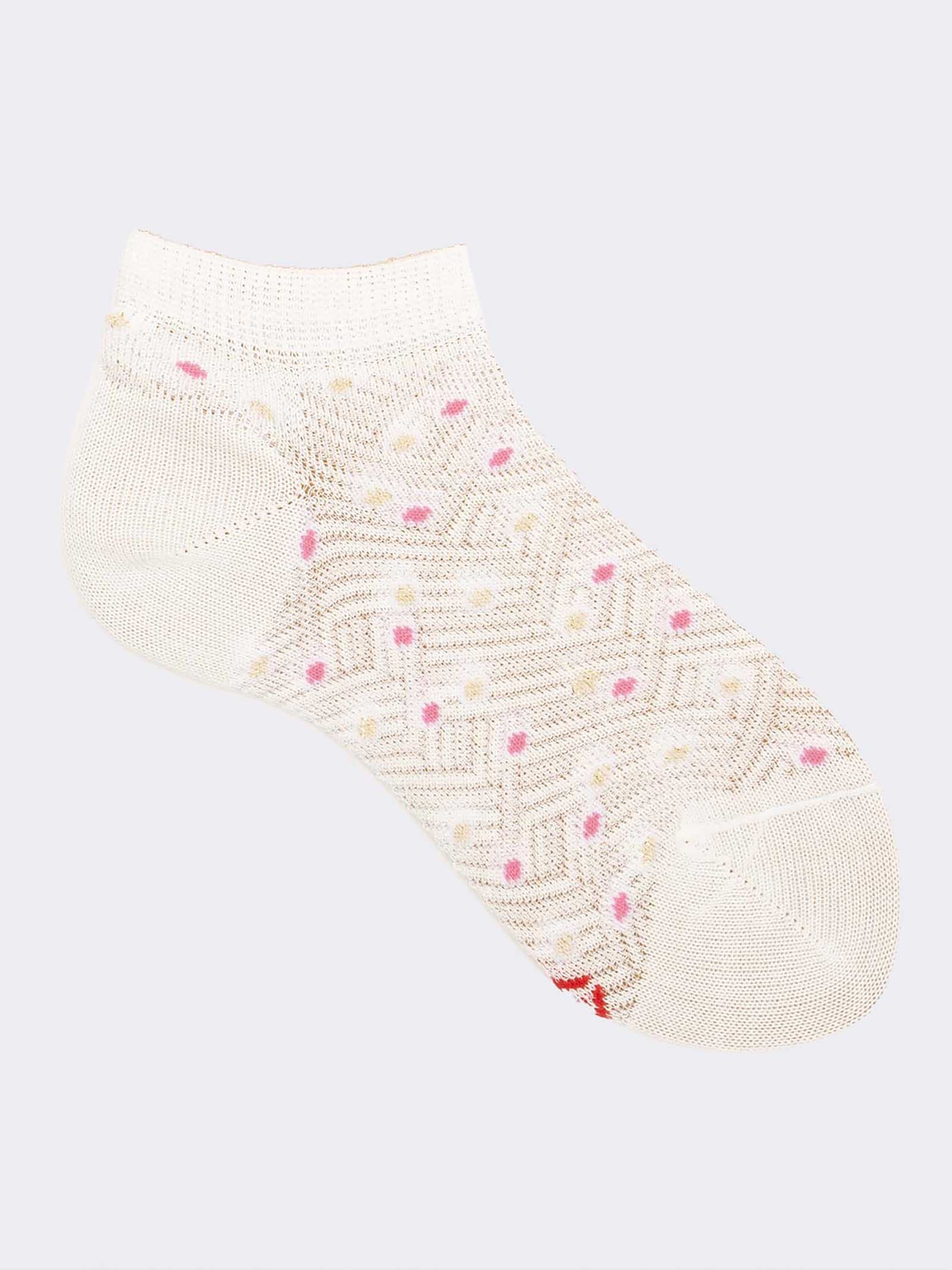 Mädchen Knöchelsocken mit Punkten und geometrischem Muster aus kühler Baumwolle - Image 1