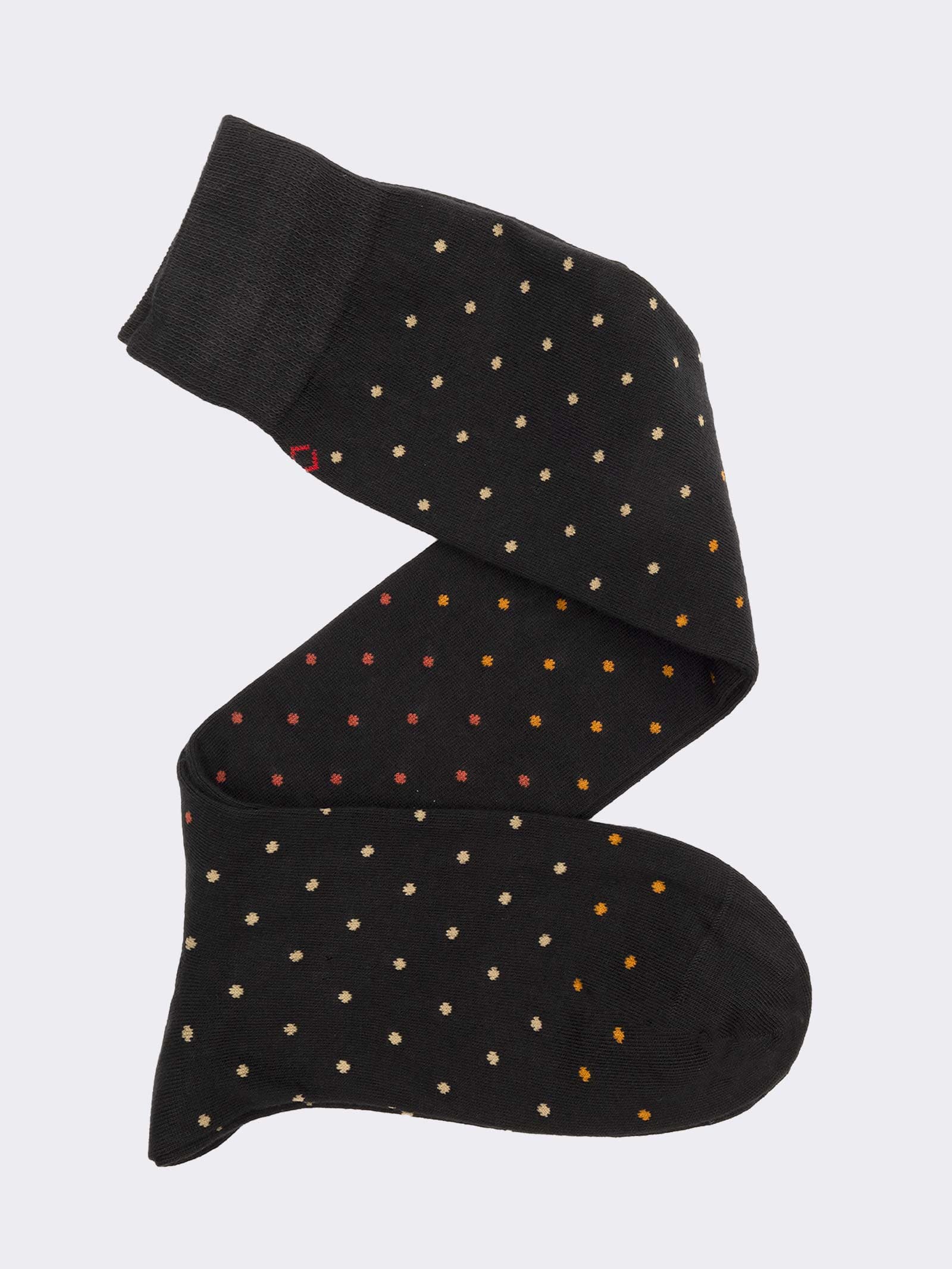 Men's Long Socks with Ombre Polka Dot Pattern in Warm Cotton - Made in Italy - Image 1