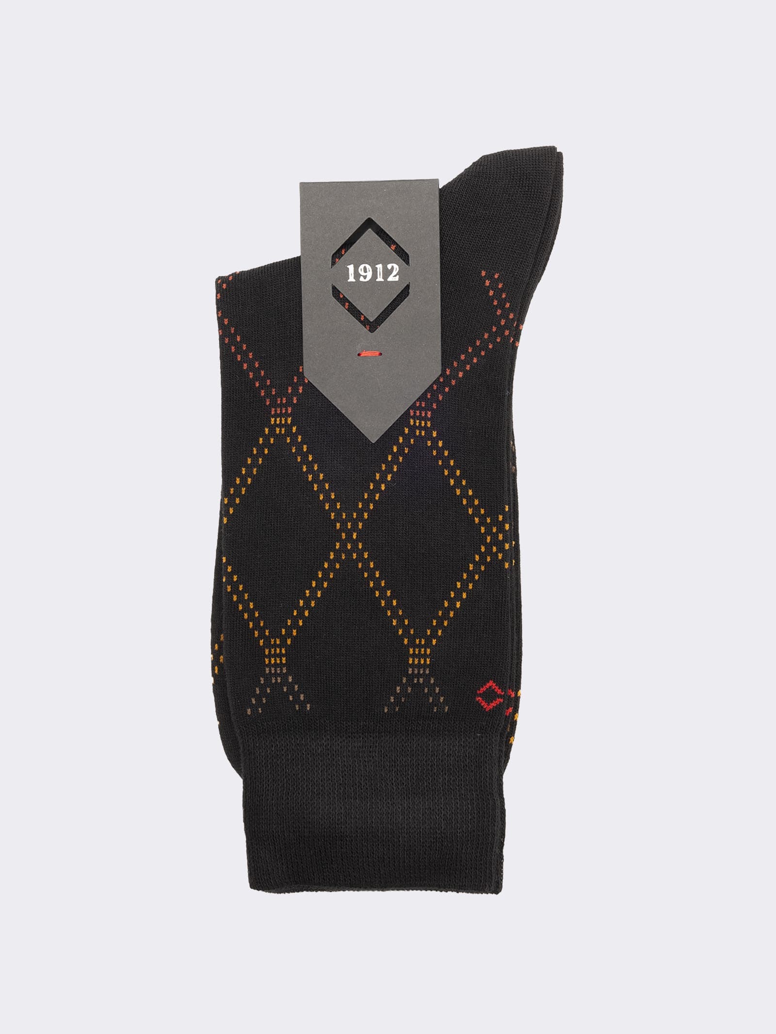 Men's Short Socks with Diamond Pattern in Warm Cotton, Made in Italy - Image 2