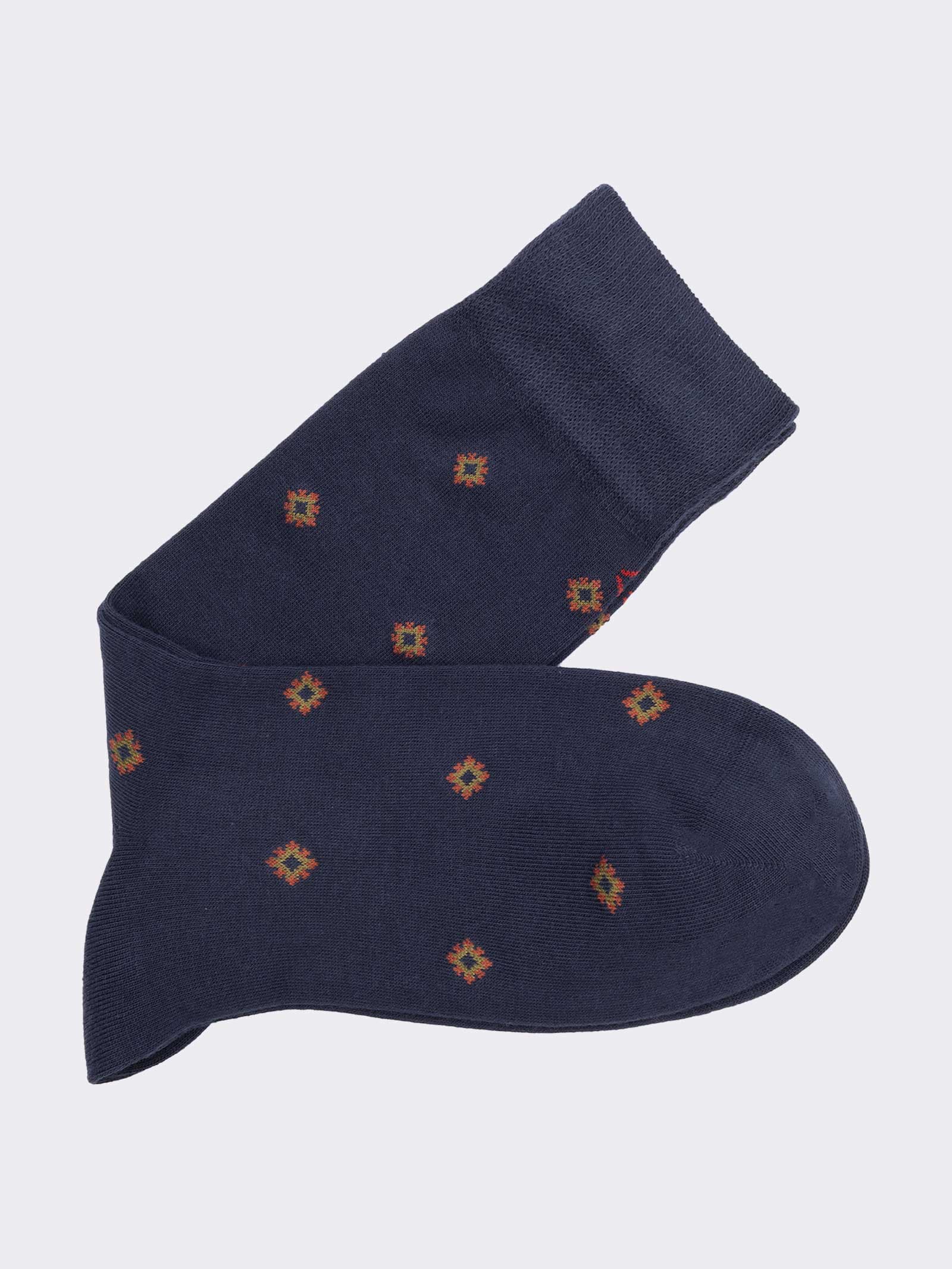 Calcetines largos para hombre Mini Rombos en cálido algodón - Hecho en Italia - Image 1