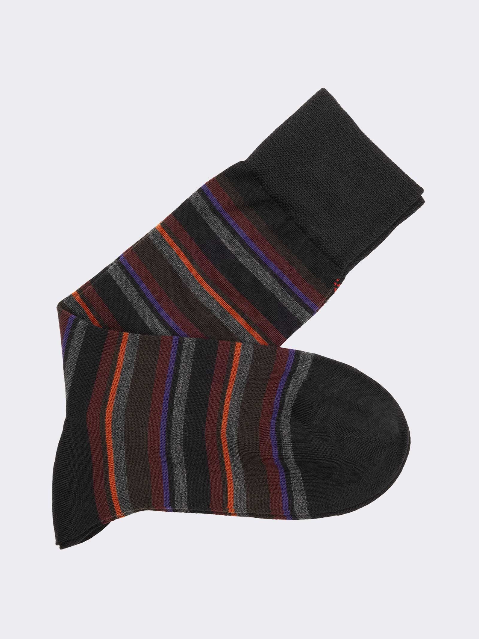 Men's Short Wool Socks with Striped Pattern – Made in Italy - Image 1