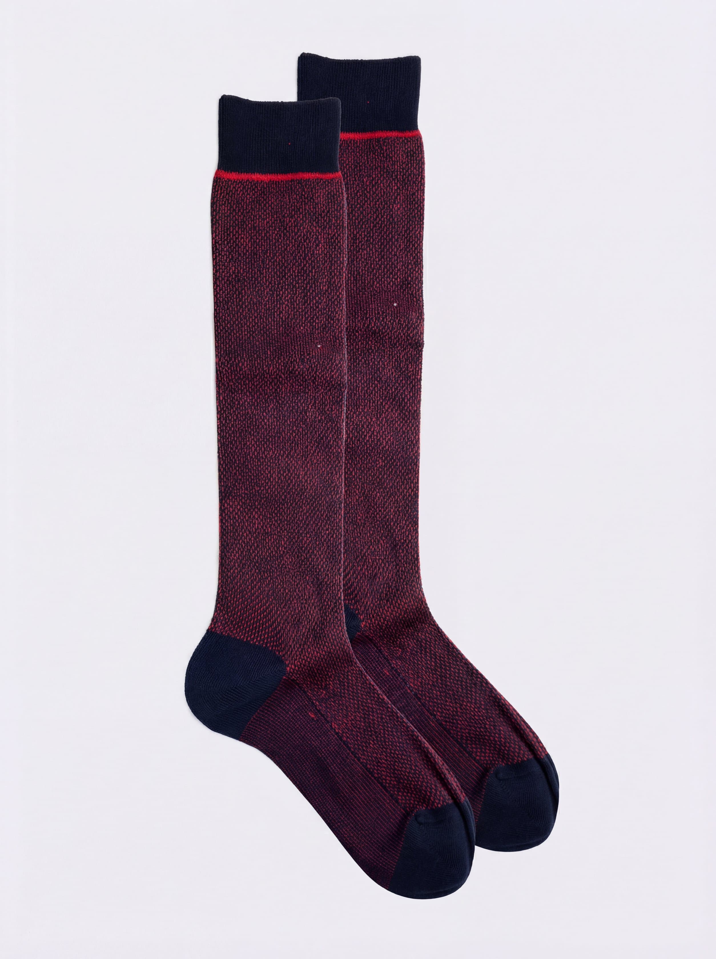 Men's Long Micro Pattern Socks in Warm Cotton - Made in Italy - Image 1