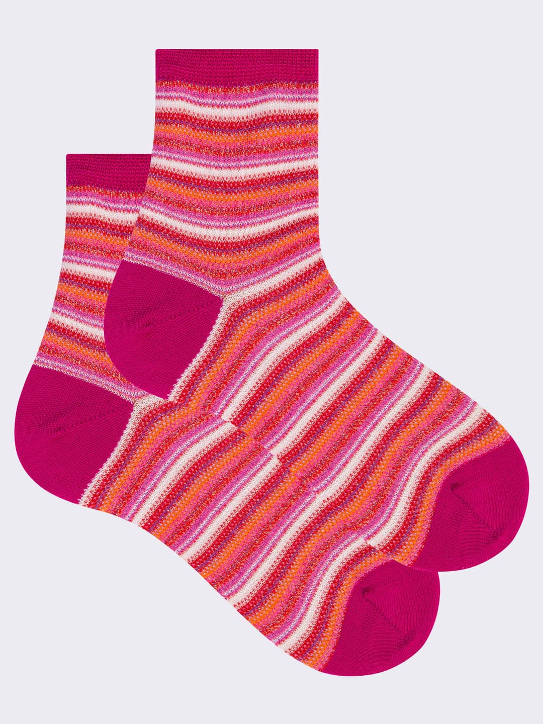 Women's Short Cotton Socks with Striped Pattern