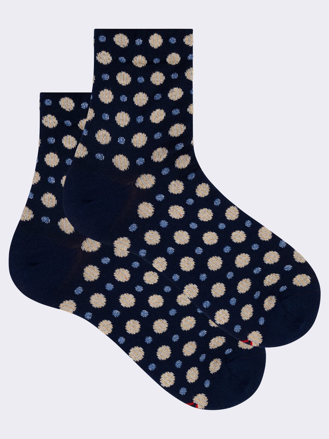 Women's Short Cotton Socks with Polka Dot Pattern