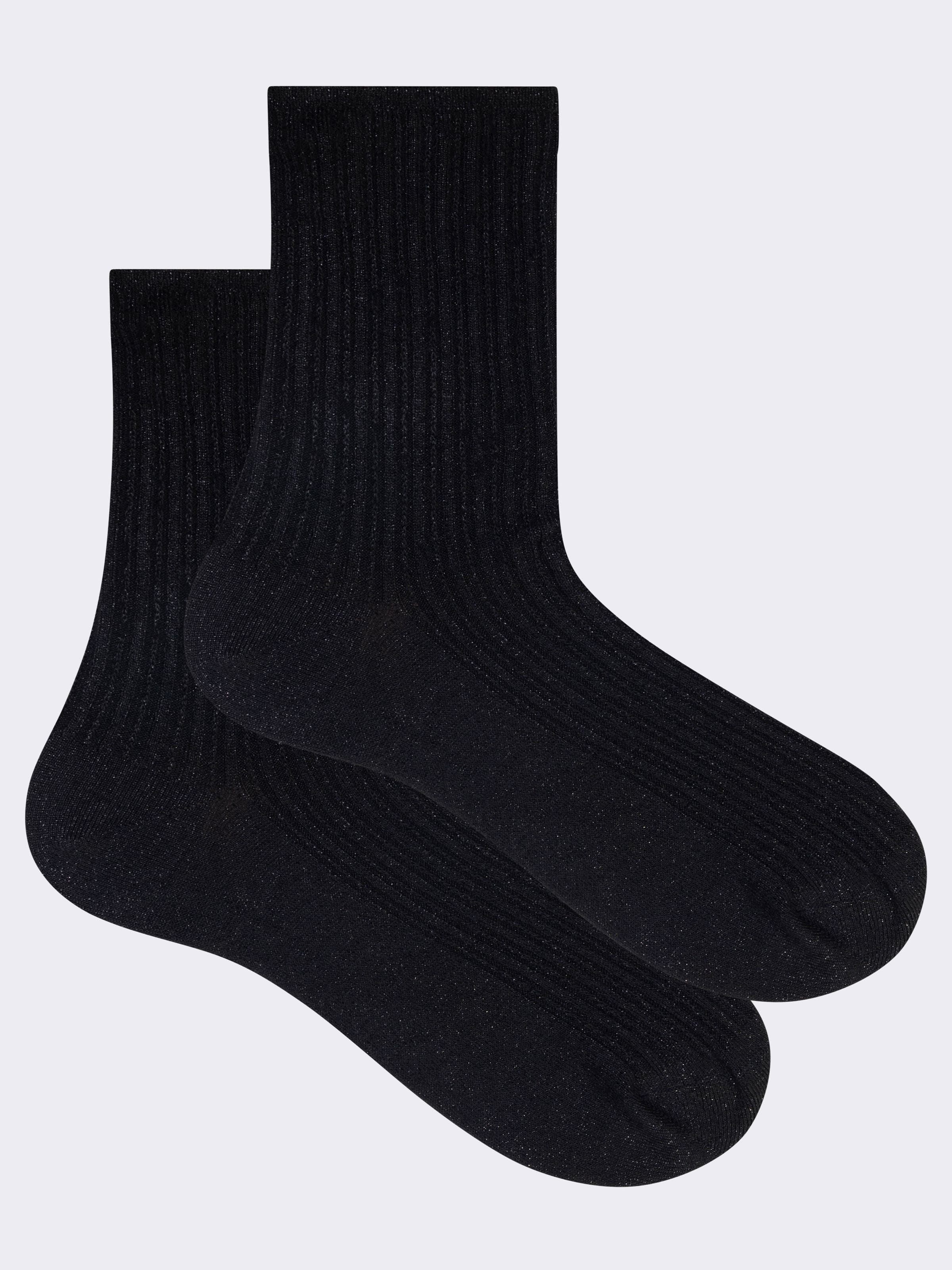 Damen Kurzsocken aus frischer Baumwolle mit Lurex Rippenmuster - Image 1