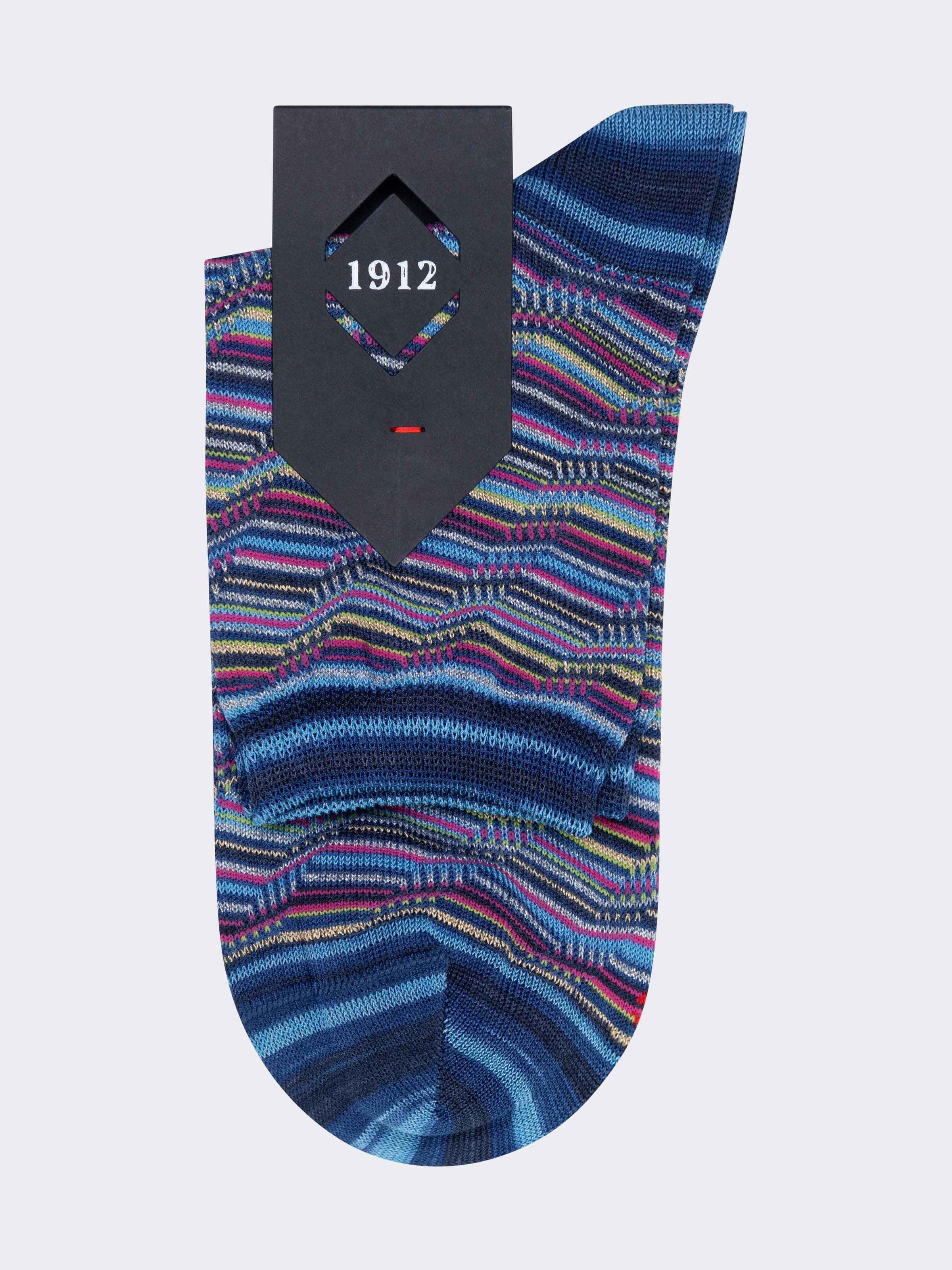 Kurze Damen-Socken aus frischer Baumwolle mit Zickzack-Muster - Image 3