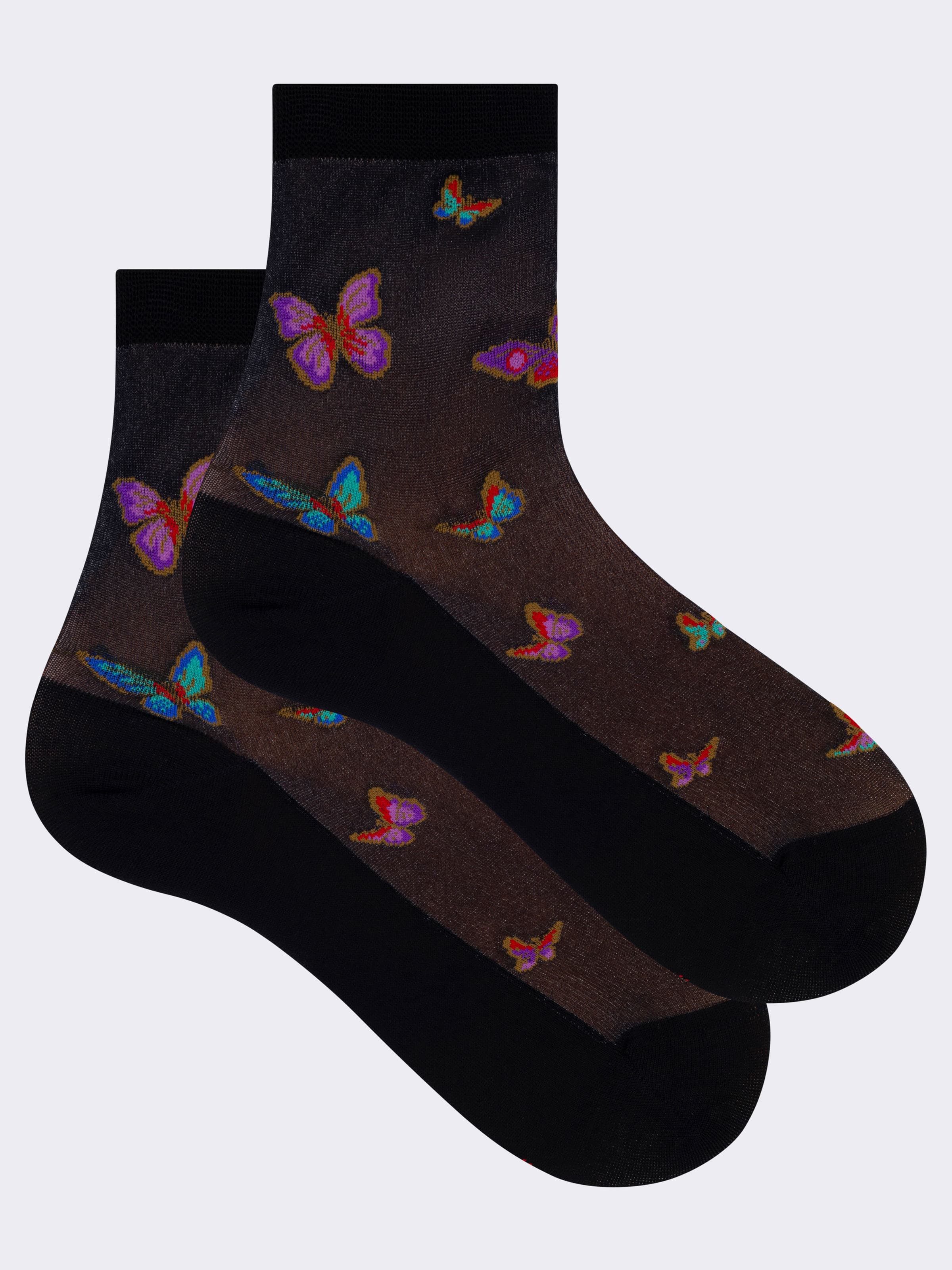 Calcetines cortos para mujer de mezcla de algodón con diseño de mariposas - Image 1