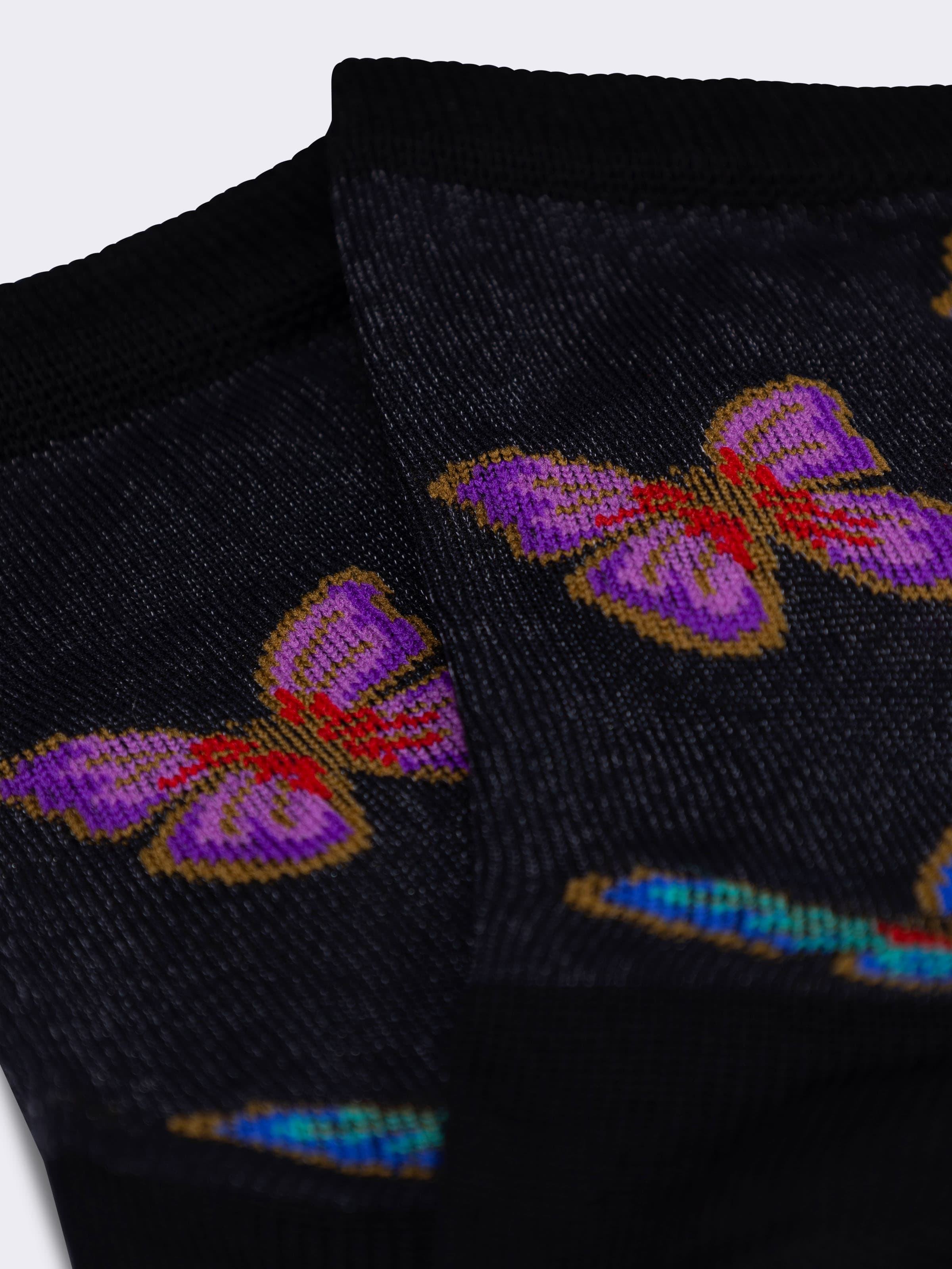 Calcetines cortos para mujer de mezcla de algodón con diseño de mariposas - Image 2