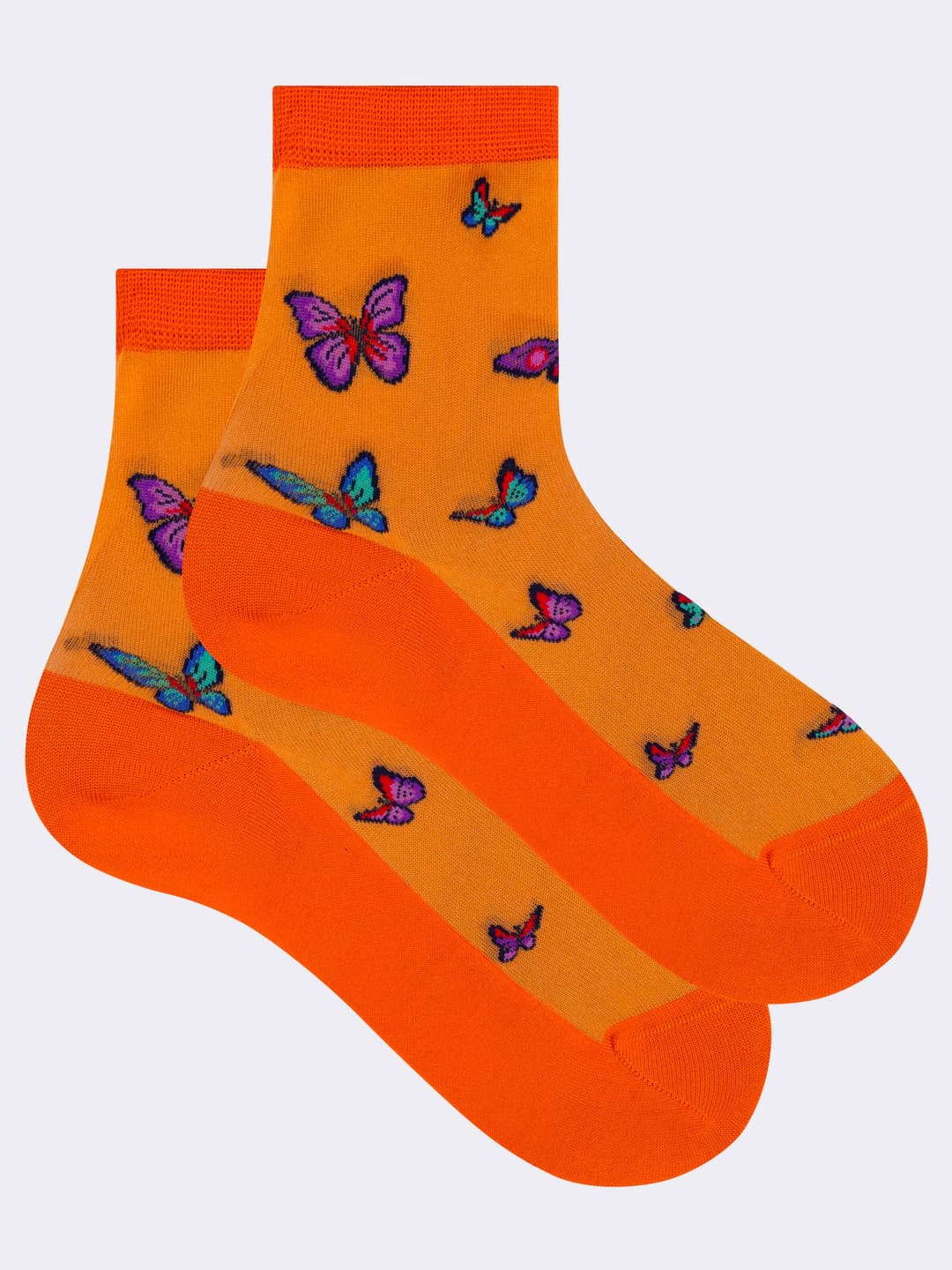 Women's Short Cotton Blend Socks with Butterfly Pattern