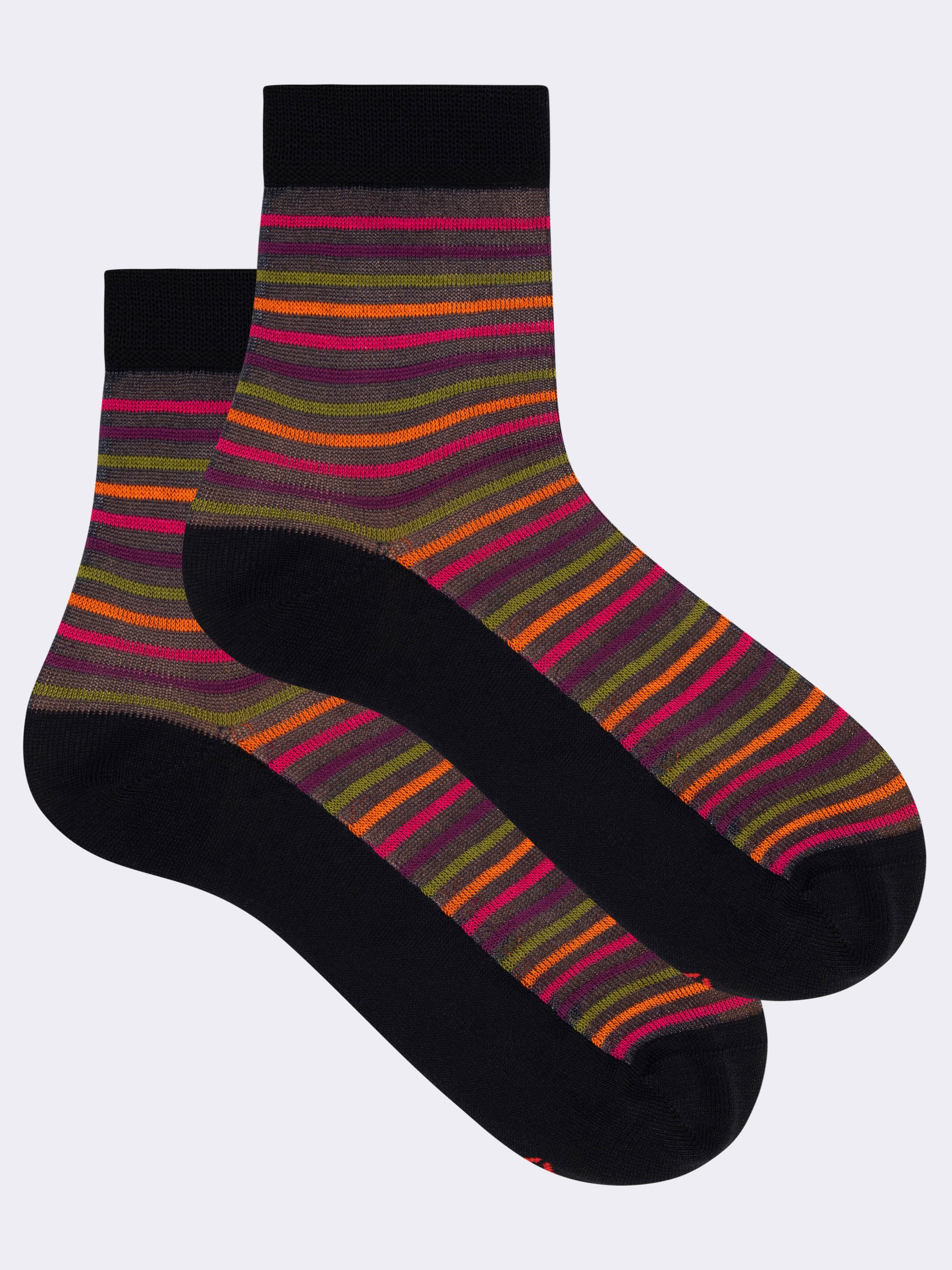 Damen Kurzsocken aus frischer Baumwolle mit transparentem Tausend-Streifen-Muster - Image 1