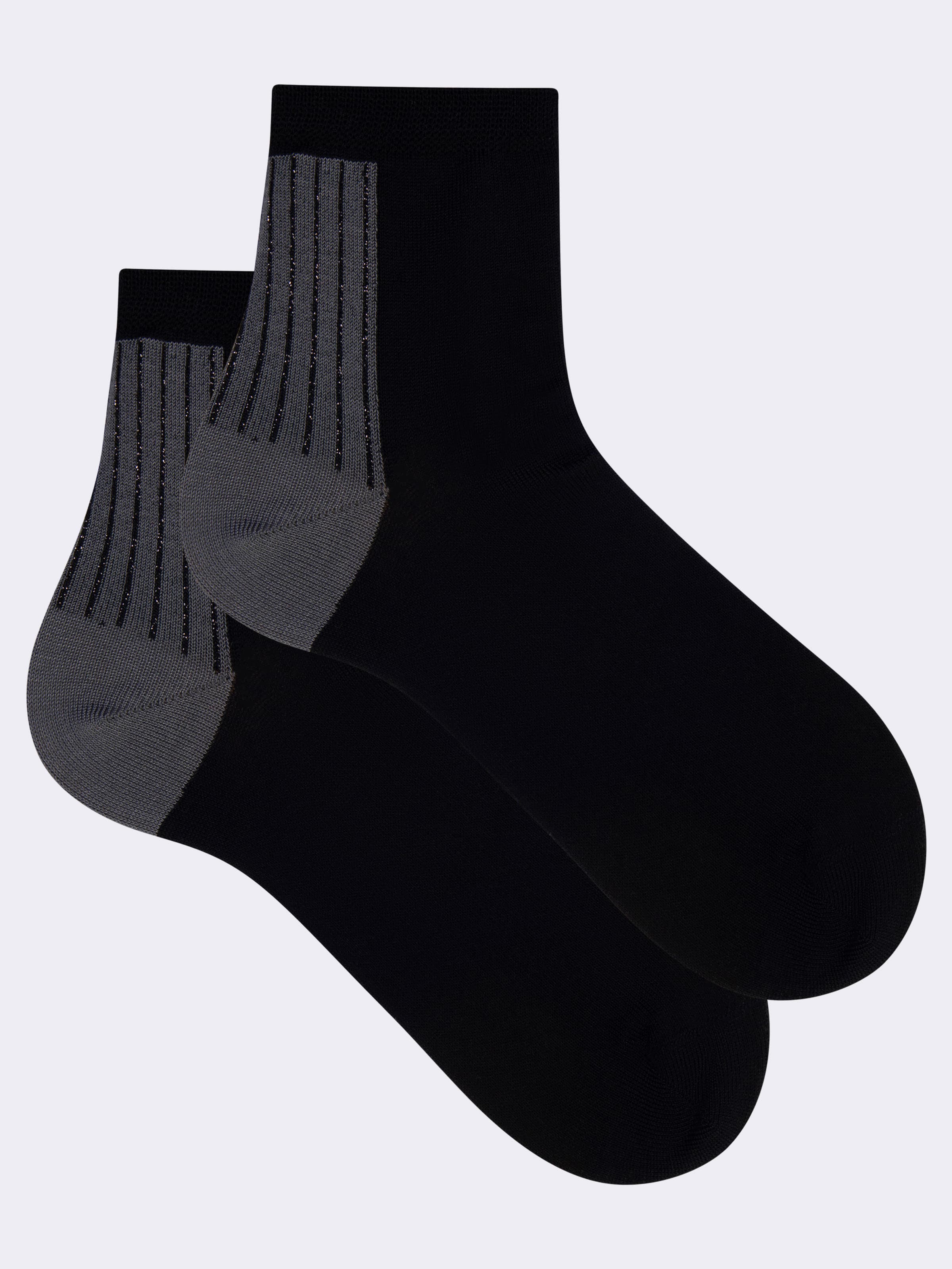 Damen Kurzsocken aus frischer Baumwolle mit Lurex-Rippenmuster - Image 1