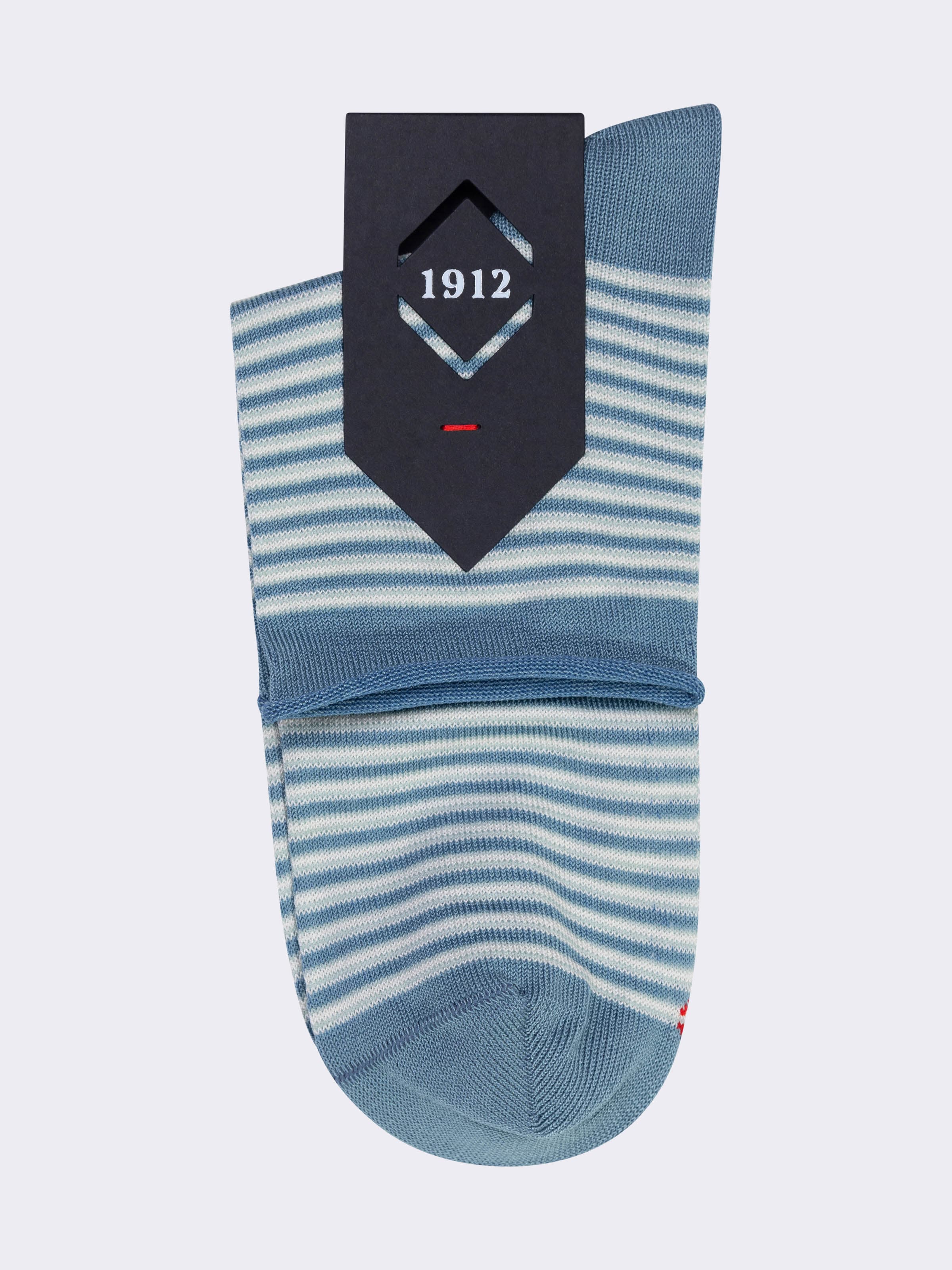 Women's Short Cotton Socks with Thousand Stripes Pattern - Image 3