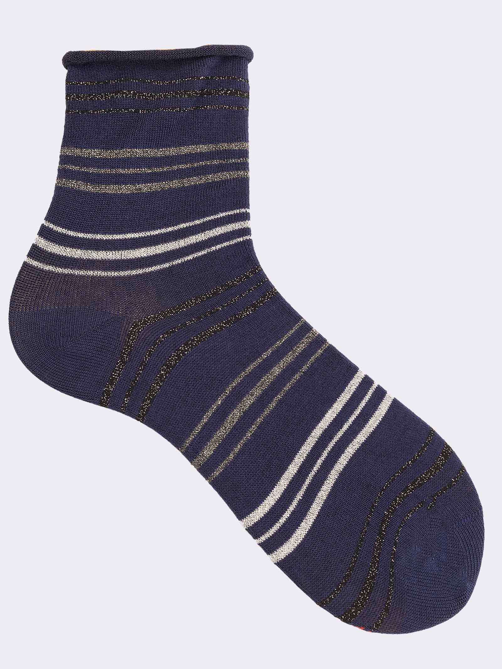 Chaussettes Courtes Rayées Femme - Design Élégant et Confort Premium - Image 1