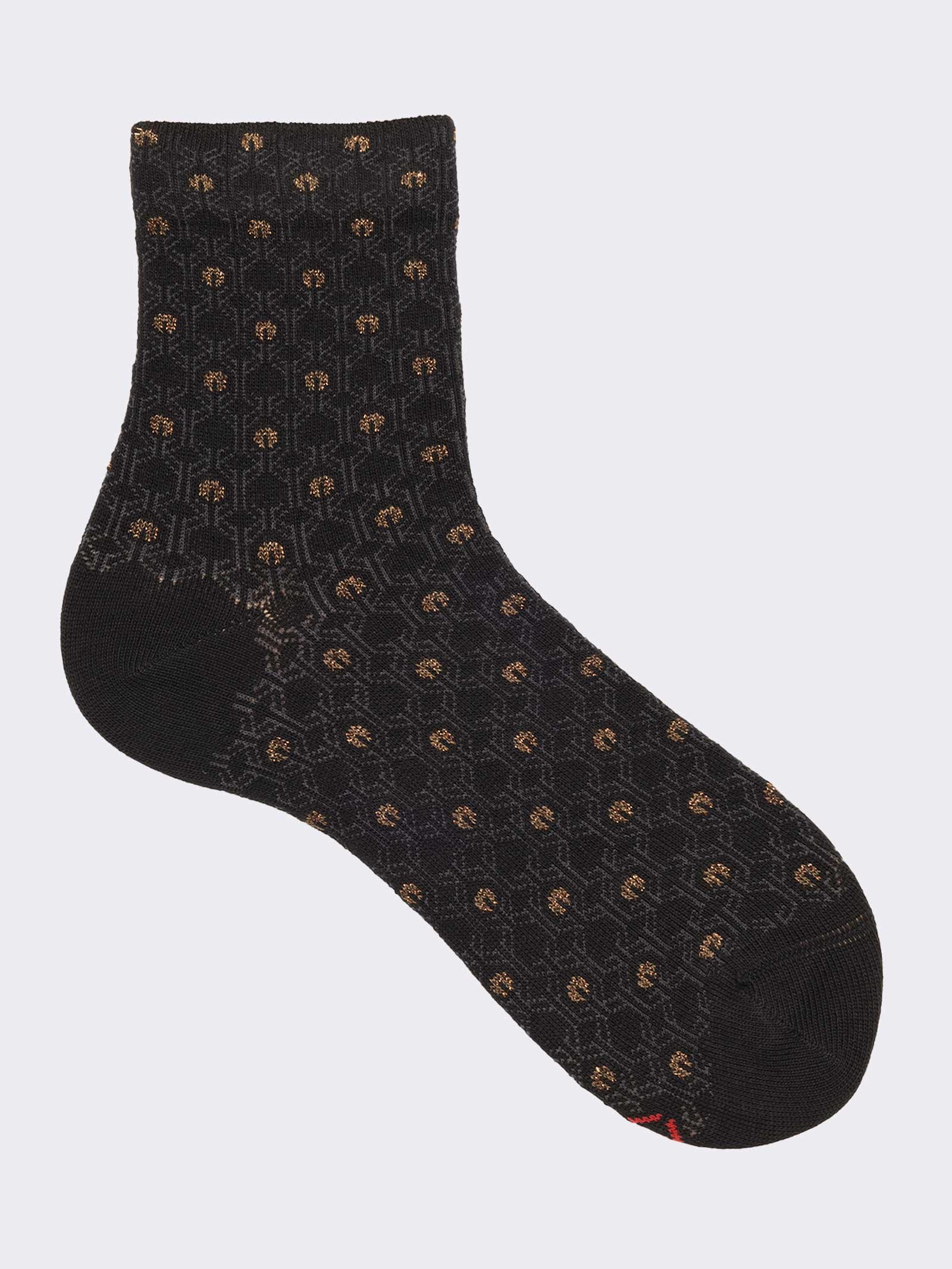 Chaussettes courtes femme à motifs Vintage en coton chaud - Fabriquées en Italie - Image 1