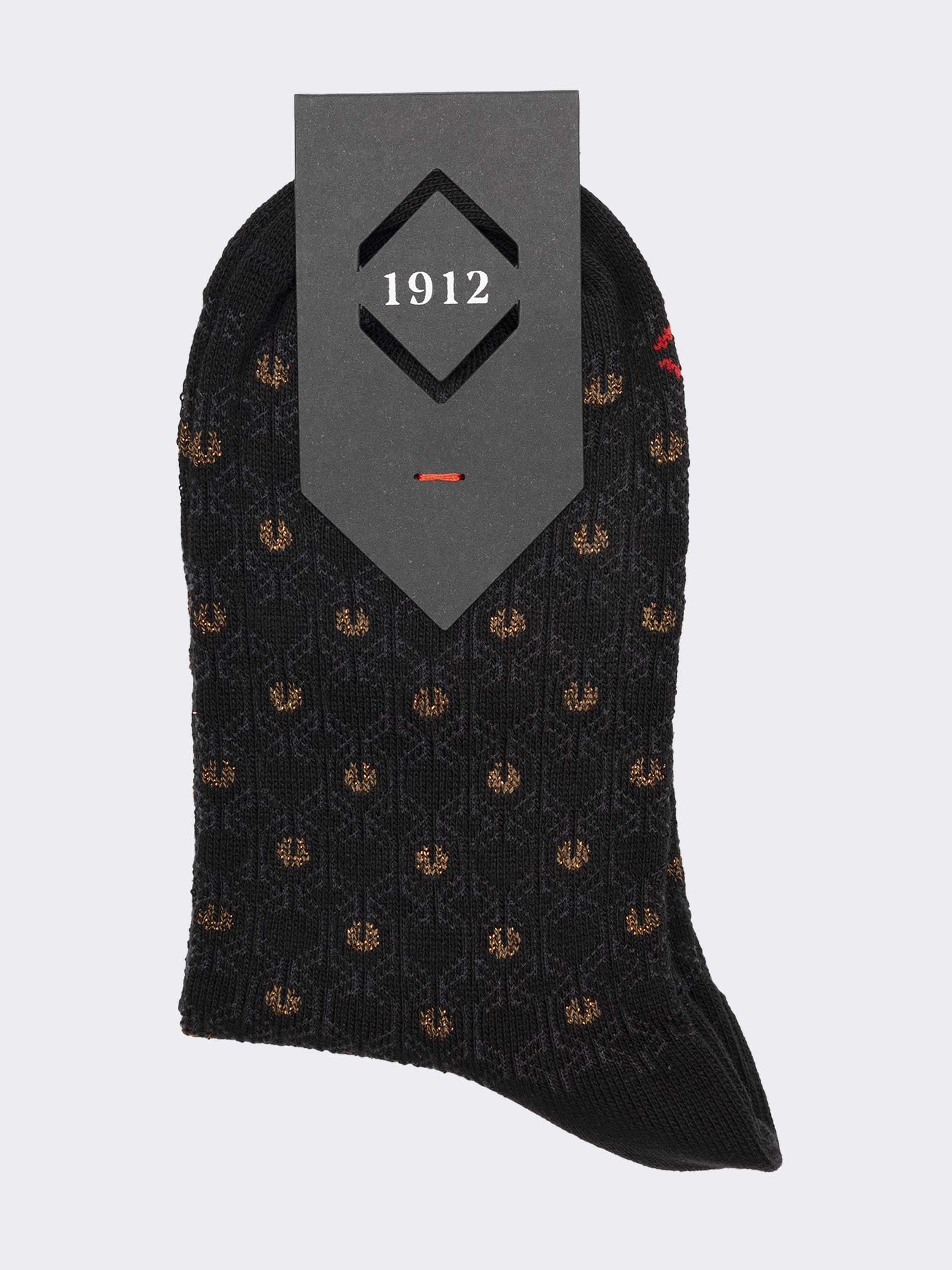 Chaussettes courtes femme à motifs Vintage en coton chaud - Fabriquées en Italie - Image 2